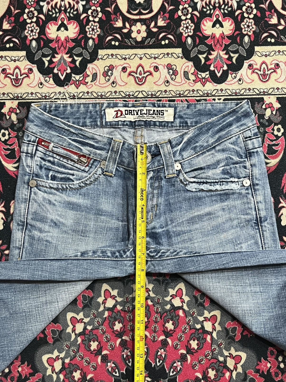 If Six Was Nine Japanese Brand Drive Jeans Blue Washed Distress Flare Dennim Size 26" / US 2 / IT 38 - 13 Thumbnail