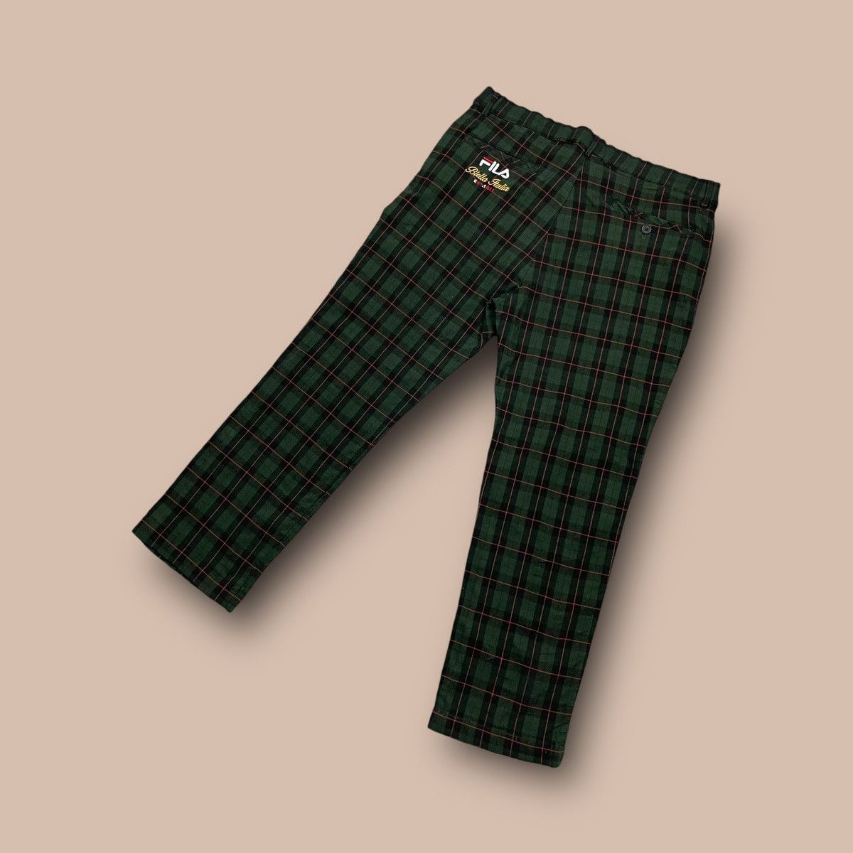 Fila FILA Biella Italia Green Plaid Trouser Pant Size US 34 / EU 50 - 2 Thumbnail