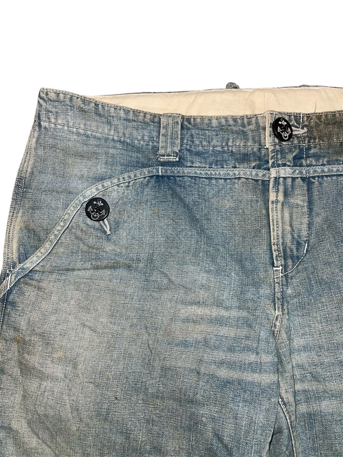 Blue Blue Japan BLUE BLUE JAPAN Lace-Up Back Anchor Button Indigo Shorts Size US 31 - 8 Thumbnail