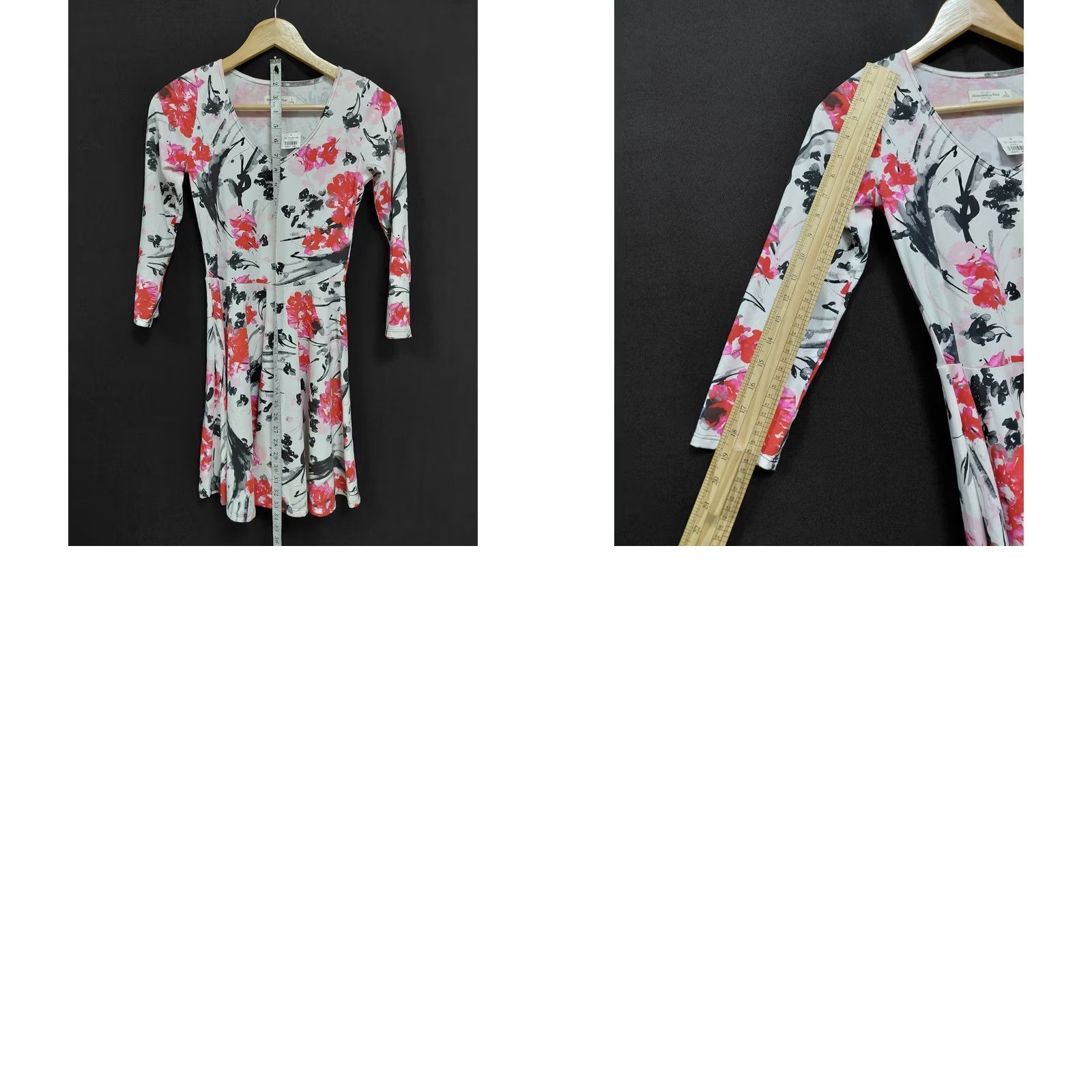 Abercrombie & Fitch Abercrombie & Fitch Floral Dress White Pink Long Sleeve Scoop Neck S Women A-Line Short Dress Size S / US 4 / IT 40 - 8 Thumbnail