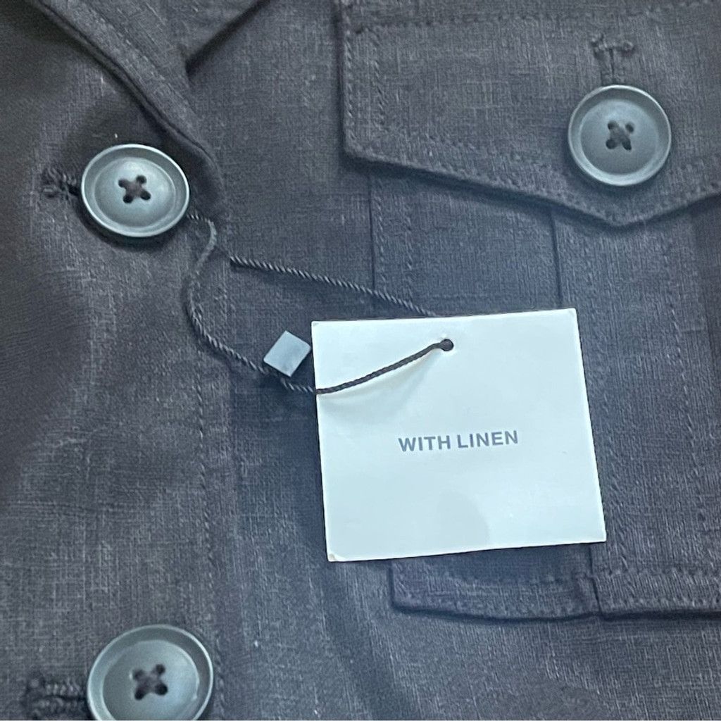 Zara Zara Women's Black Linen Utility Long Jacket with belt Sz M Size L / US 10 / IT 46 - 11 Thumbnail