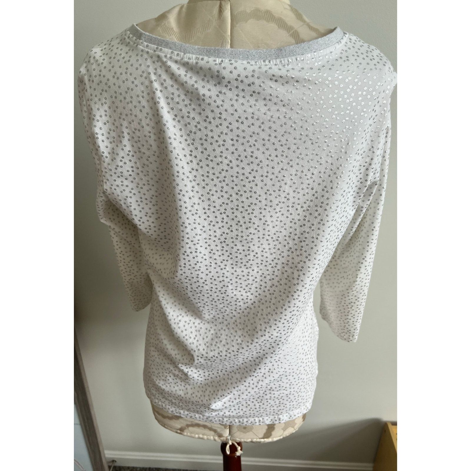 Chicos Chico’s Polka Dotted Scoop Neck Blouse Size 1 (US Medium) Size M / US 6-8 / IT 42-44 - 4 Thumbnail