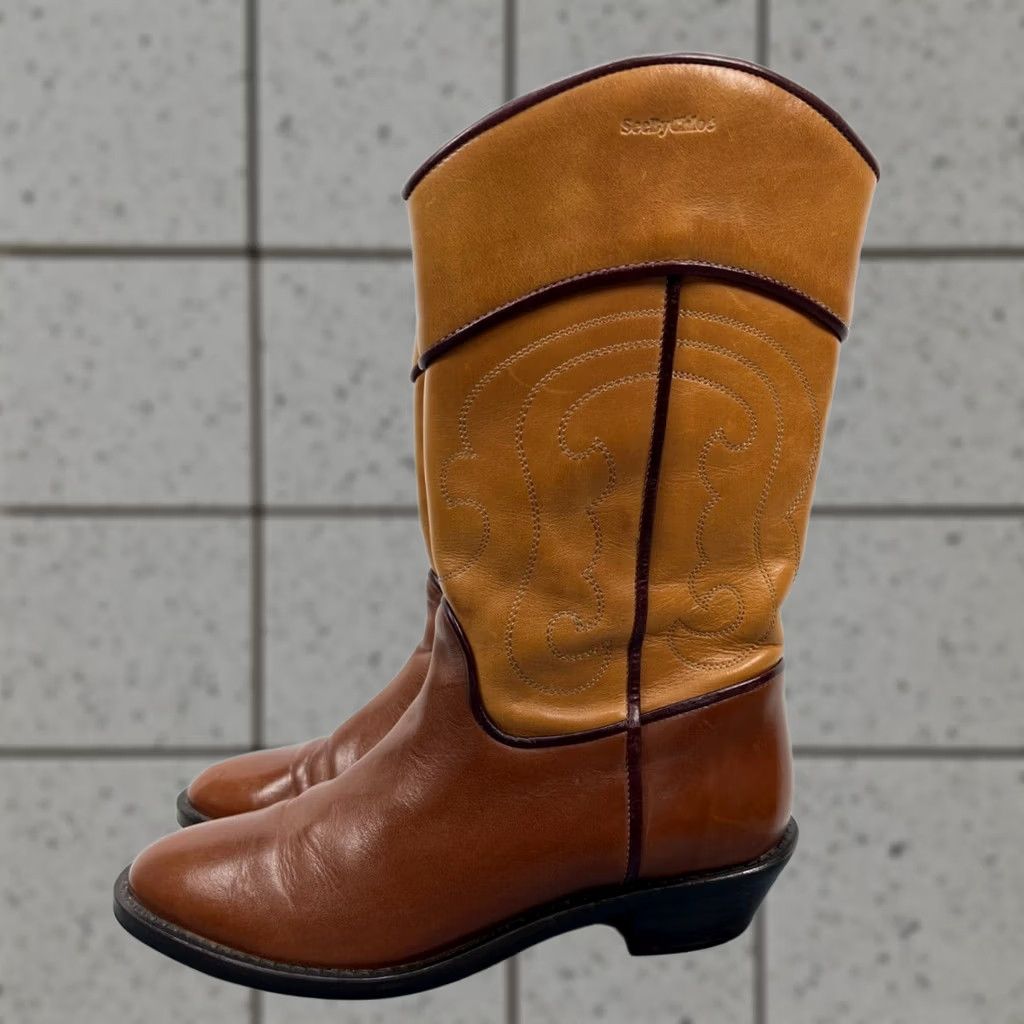 Vintage See By Chloé Brown Leather Boots Western Style Cowboy Size 37 - Boots, Western, Leather, See By Chloé Women, Brown Size US 4 / IT 34 - 1 Thumbnail