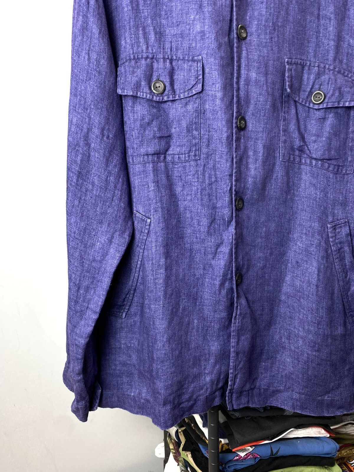 Eton Vintage French Style Eton Linen Twill Overshot Shirt Size US XL / EU 56 / 4 - 3 Thumbnail