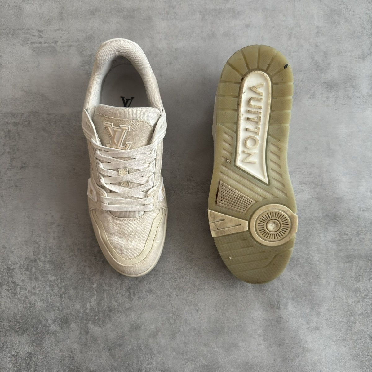 Louis Vuitton Louis Vuitton LV Sneaker Beige Monogram Denim Size US 9 / EU 42 - 6 Thumbnail