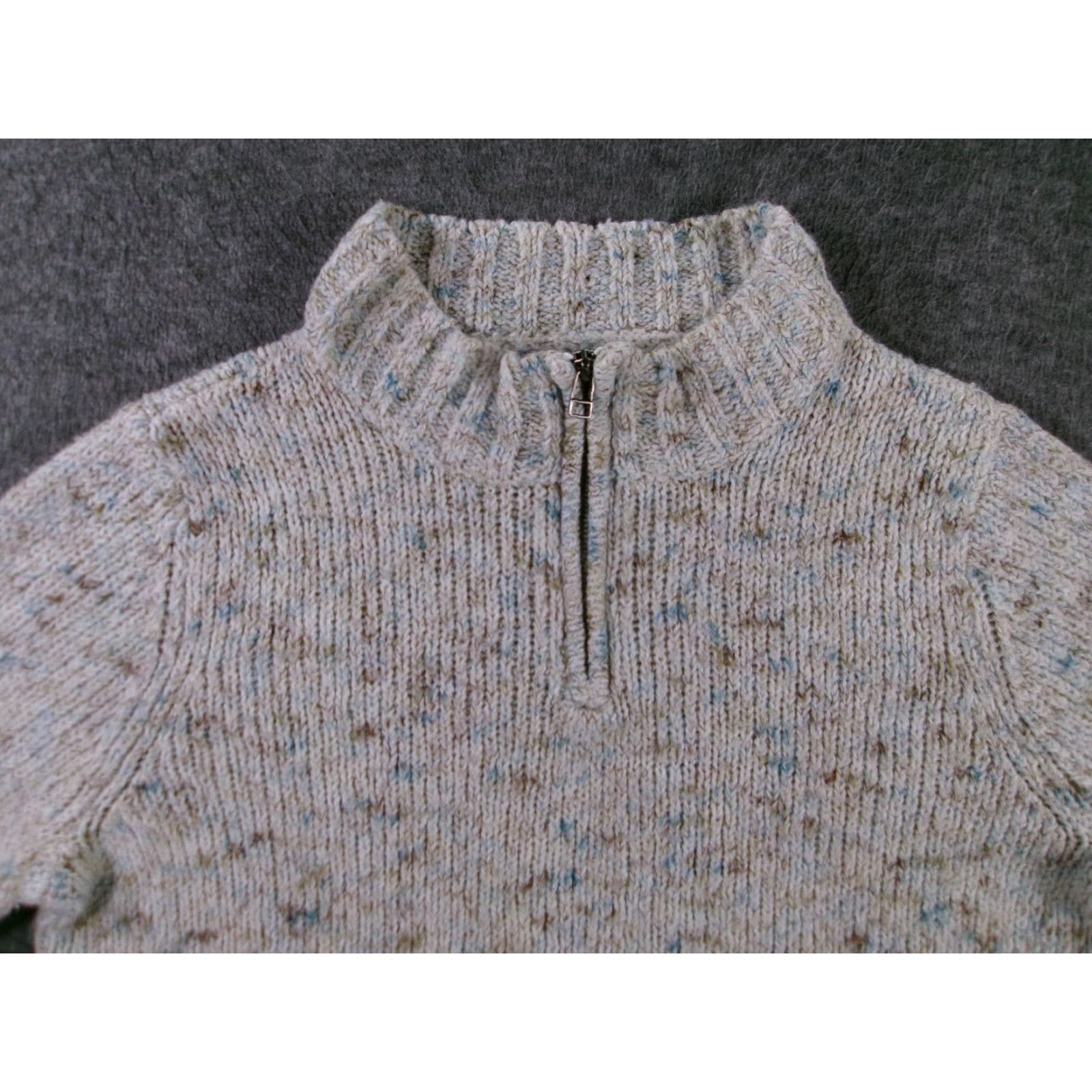 Croft & Barrow Croft Barrow Sweater Women Large Quarter Zip Speckled Pullover Gray Chunky Rib Size L / US 10 / IT 46 - 2 Thumbnail