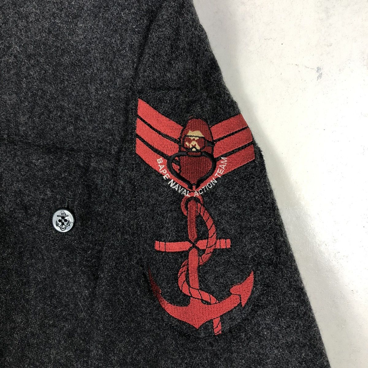 Bape 🔥VINTAGE BAPE NAVY ( NAVAL ACTION TEAM ) JACKET WOOL Size US M / EU 48-50 / 2 - 14 Thumbnail