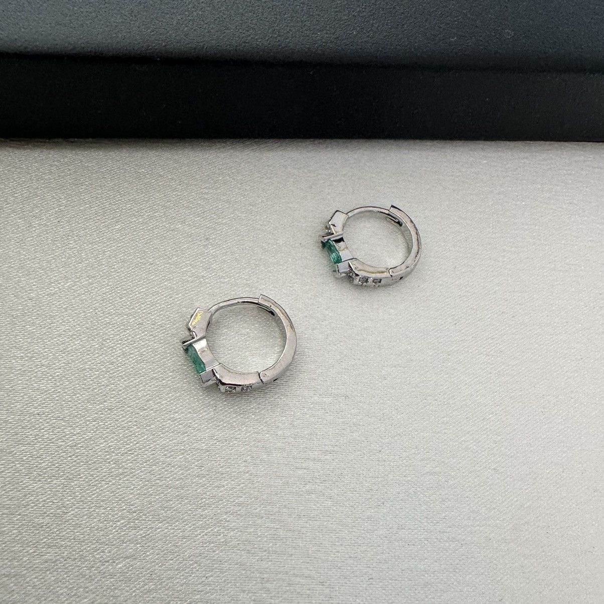 Other 13mm Zircon Small Silver Hoop Earrings for Men Women Size ONE SIZE - 1 Thumbnail