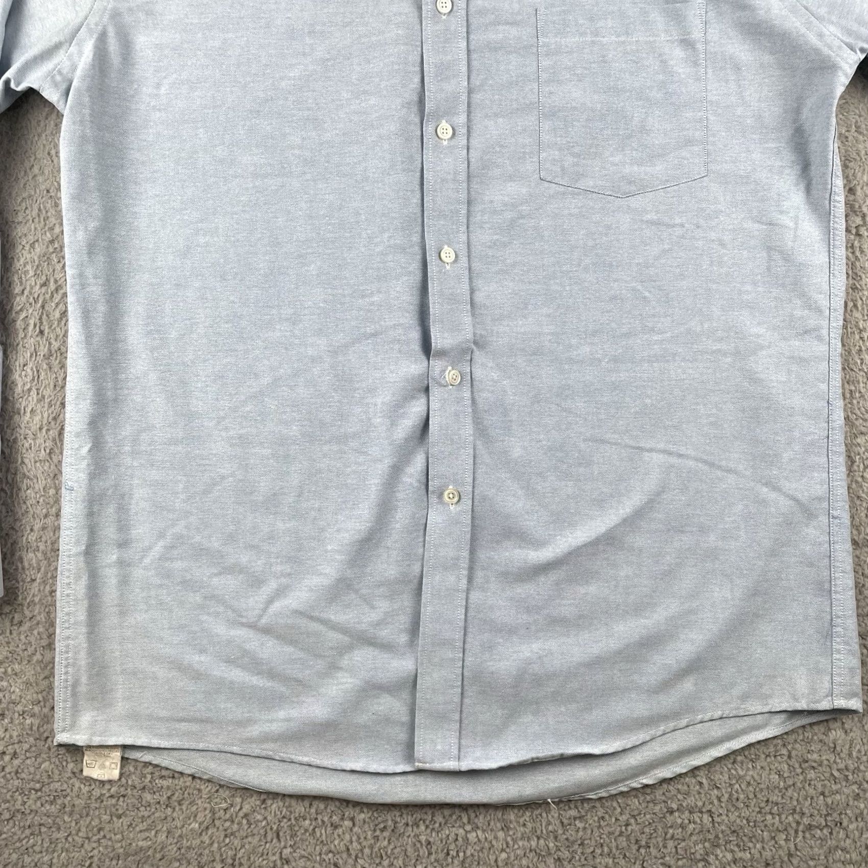 Vintage VINTAGE Manhattan Shirt Makers Button-Up Long Sleeve Mens Size L/XL Blue - 60/40 Cotton-Polyester Wrangler Free Wrinkle)/ Size US L / EU 52-54 / 3 - 5 Thumbnail