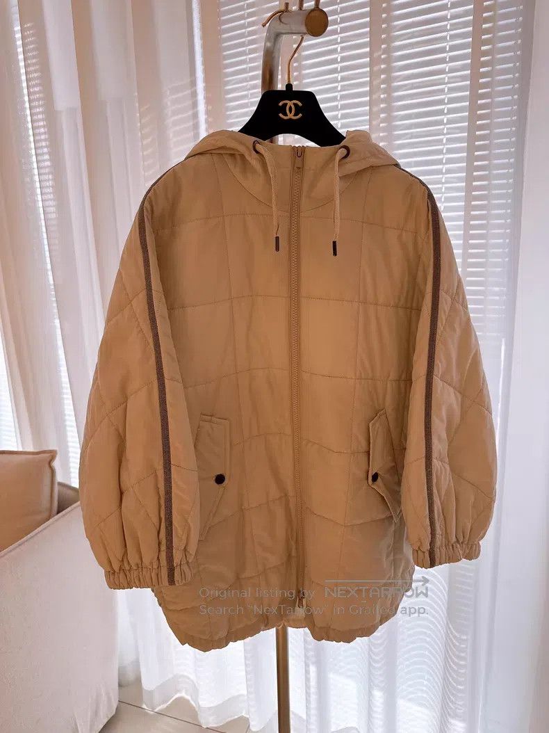 Brunello Cucinelli Brunello Cucinelli Quilted Grid Hooded Cotton Coat Size XXS / US 00 / IT 34 - 1 Thumbnail