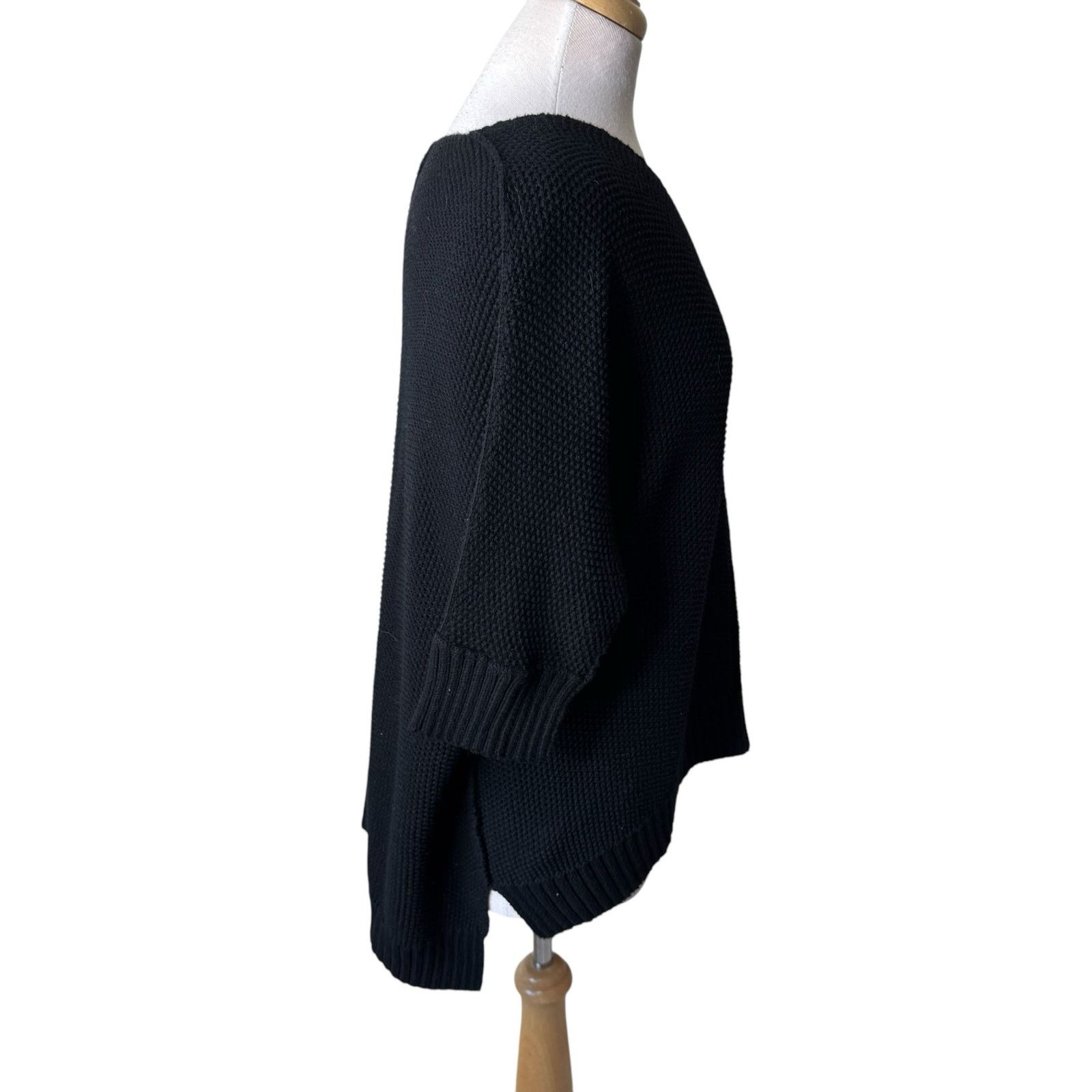 Other PLANET BY LAUREN G V Neck Chunky Knit Sweater Black Size ONE SIZE - 5 Thumbnail