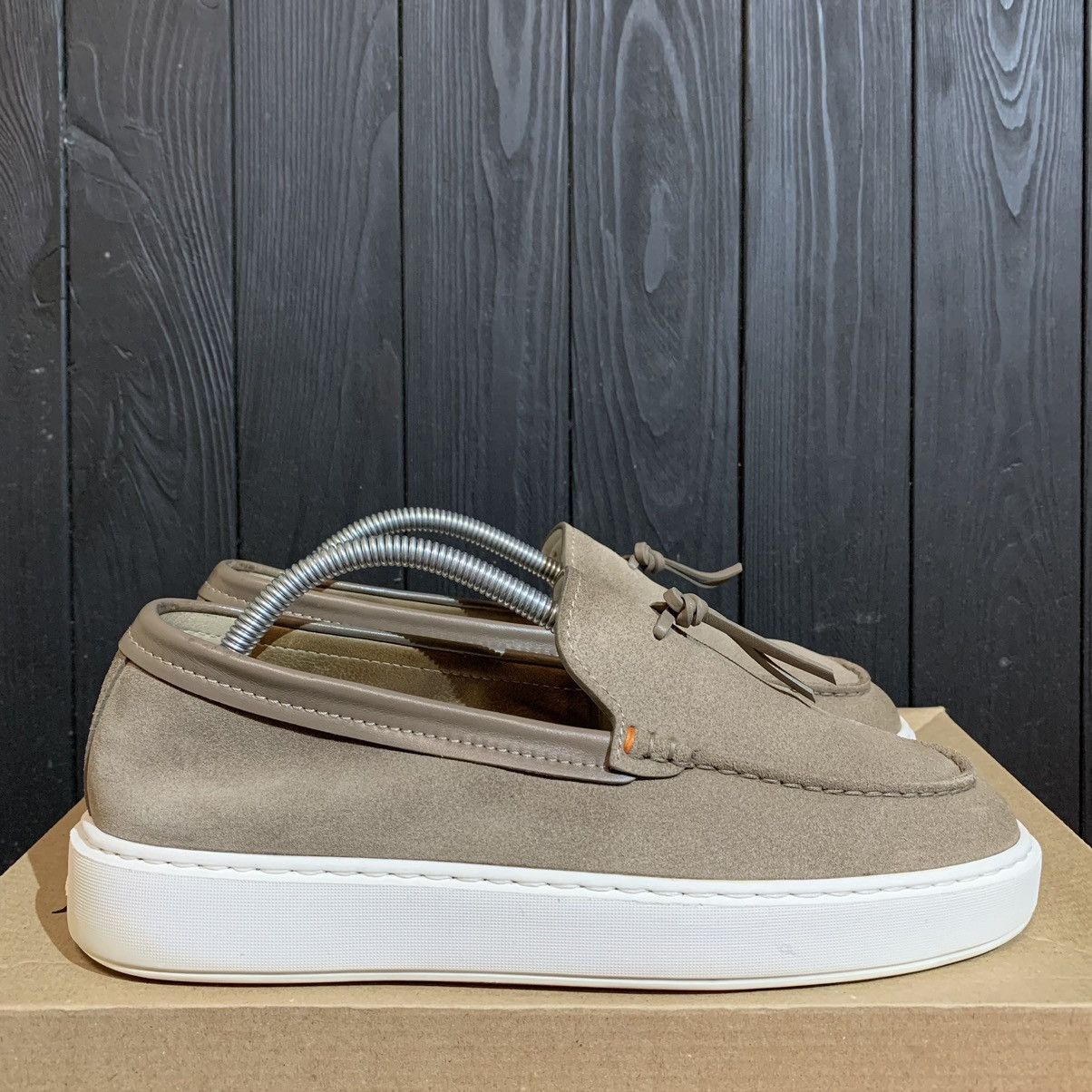 image of Santoni Leather Loafers Sneakers Size 7 in Brown, Men's