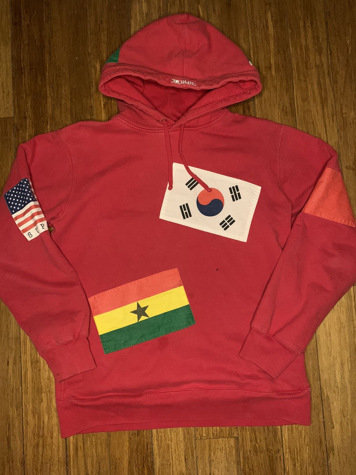 Image of 2013 Supreme Flags Hoodie in Red, Men's (Size XL)