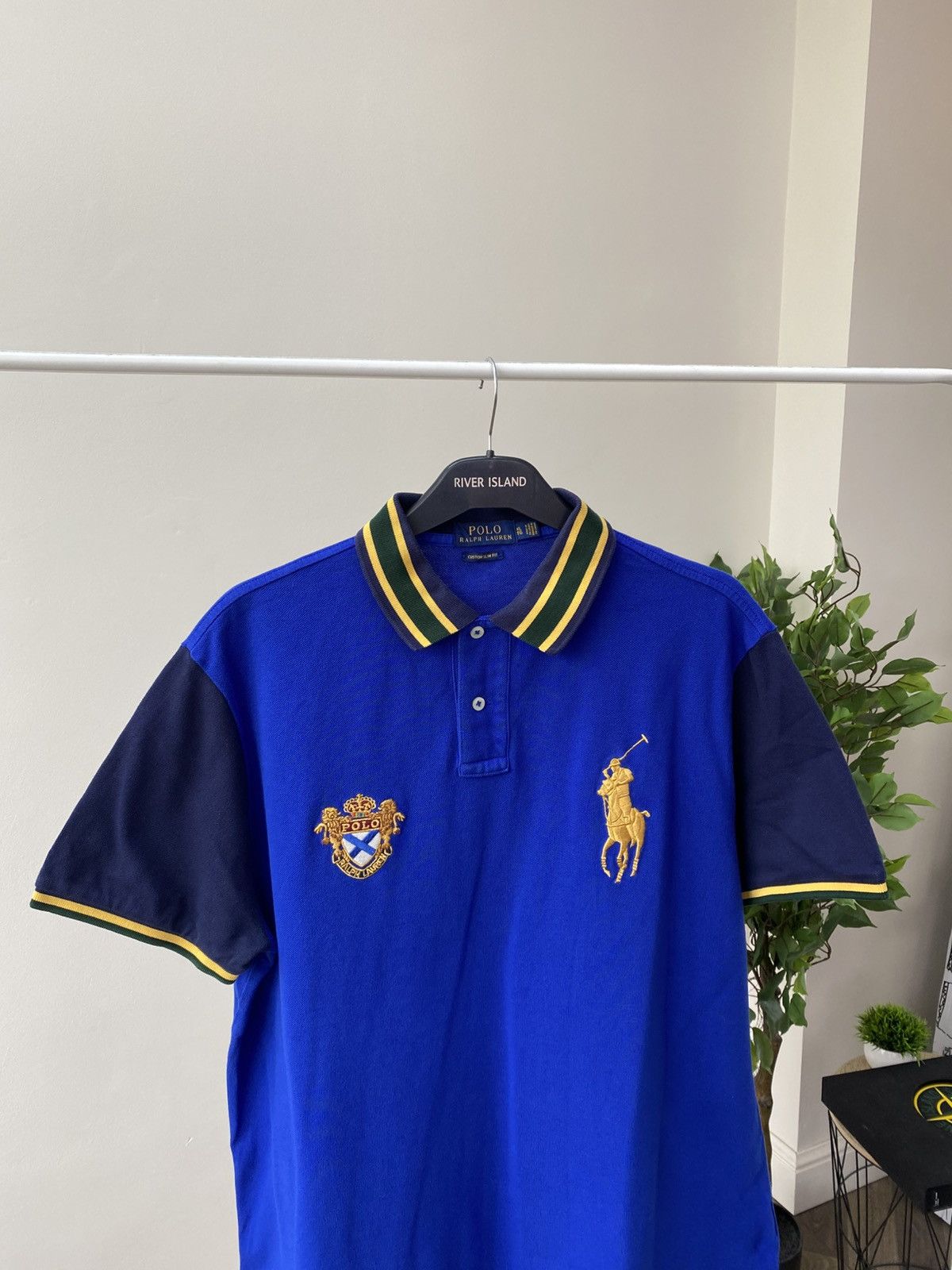 Polo Ralph Lauren × Vintage Vintage Polo Ralph Lauren Gold Big Pony Blue Polo T-Shirt Size US L / EU 52-54 / 3 - 5 Thumbnail