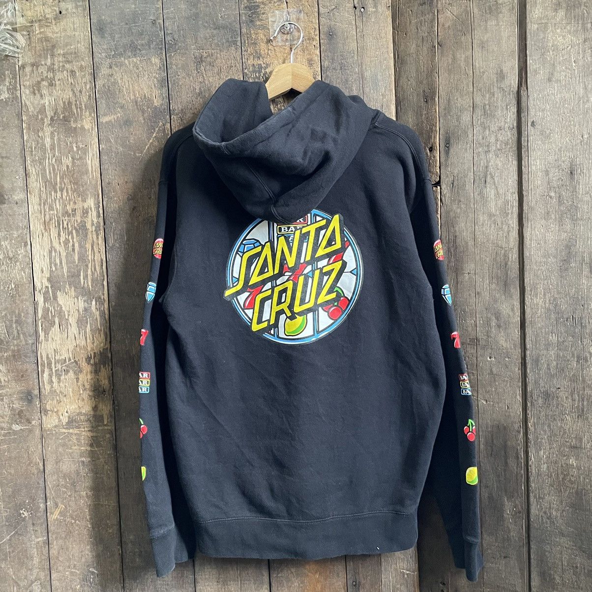 image of Vintage Santa Cruz Skateboard Hoodie in Black, Men's (Size Small)