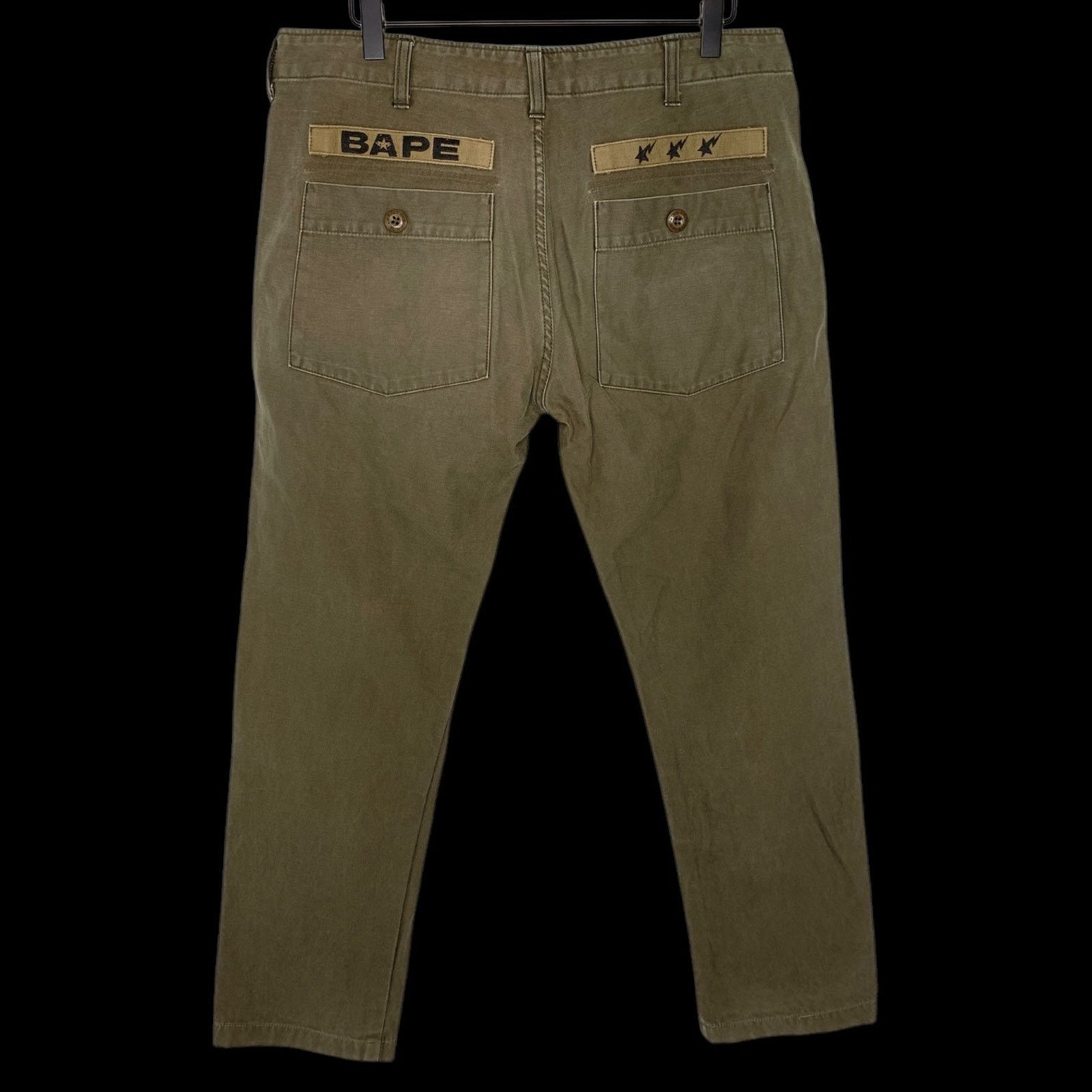Bape Classics Army Patch Pants (Olive) | L (~34) Size US 34 / EU 50 - 1 Thumbnail
