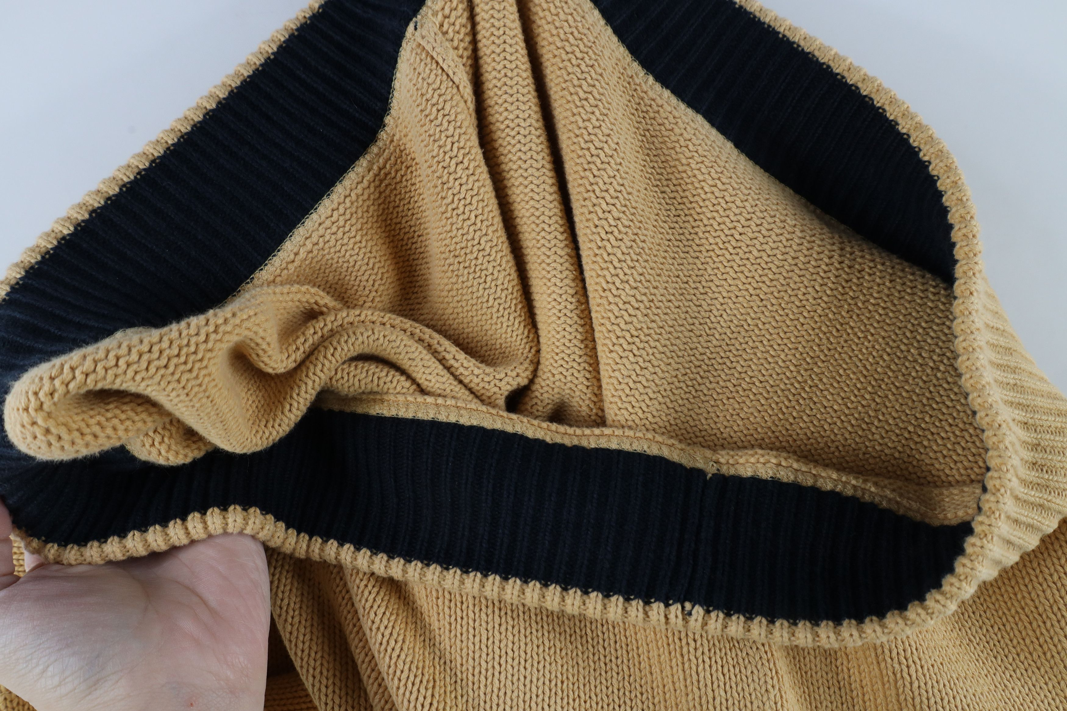 Tommy Hilfiger × Vintage Vintage 90s Tommy Hilfiger Cotton Knit Crewneck Sweater Gold Size US XL / EU 56 / 4 - 10 Thumbnail