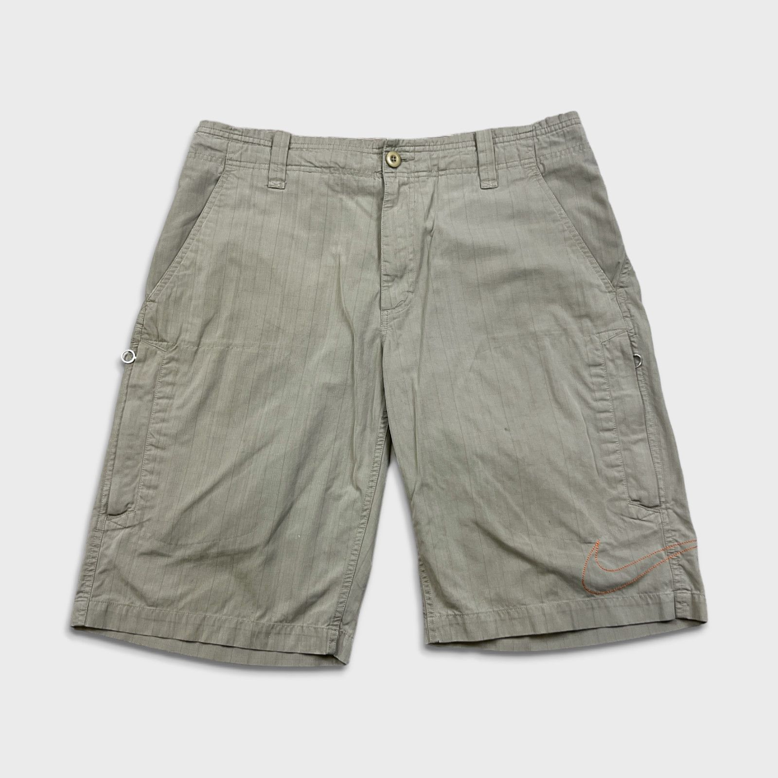 Nike × Vintage Nike Sportswear Shorts Large Swoosh Khaki Chino Cargo Pants Size US 36 / EU 52 - 1 Thumbnail