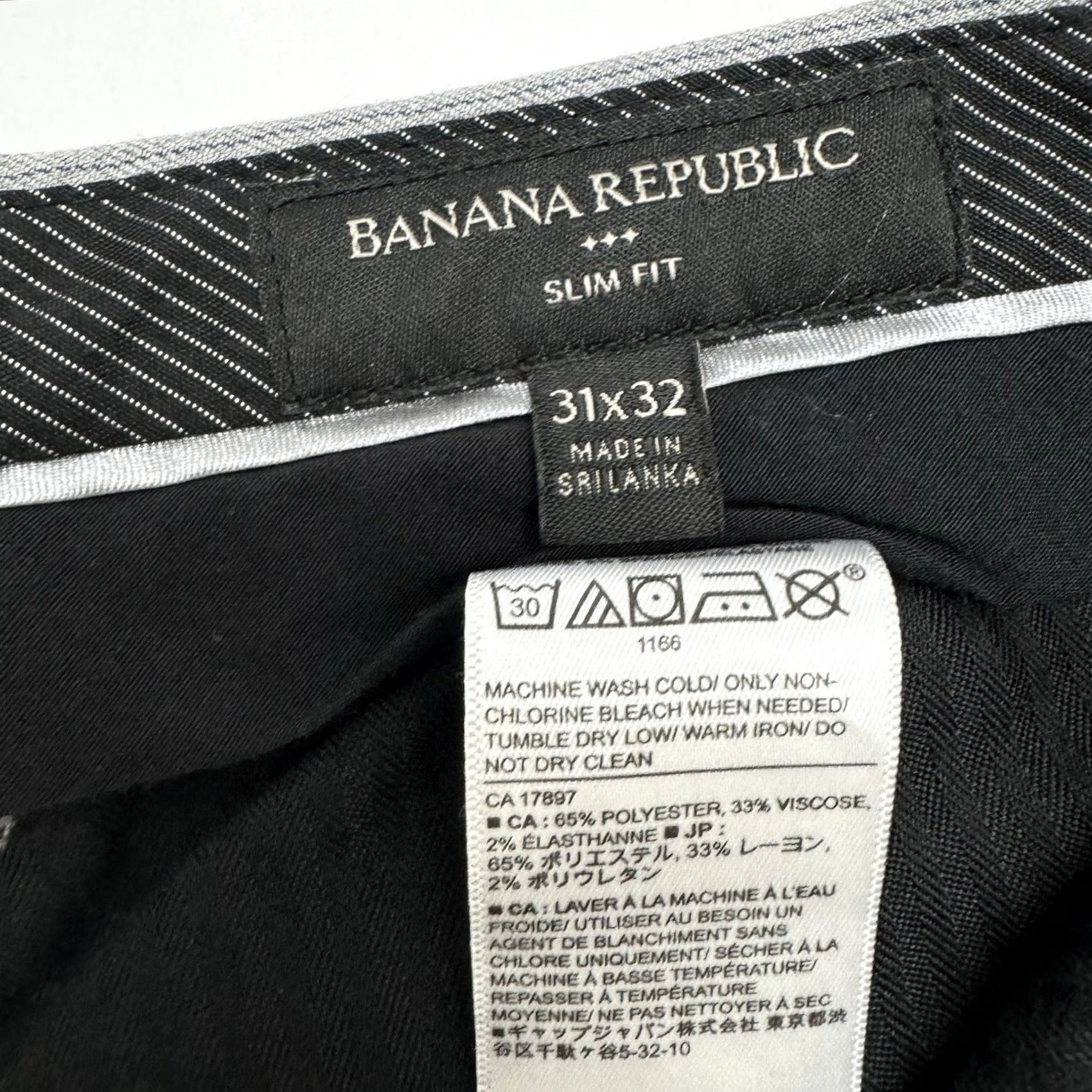 Banana Republic Banana Republic Men Slim Chino Pants 31x32 Gray Striped Straight Leg Casual Dress Pant Chinos Size US 31 - 5 Thumbnail