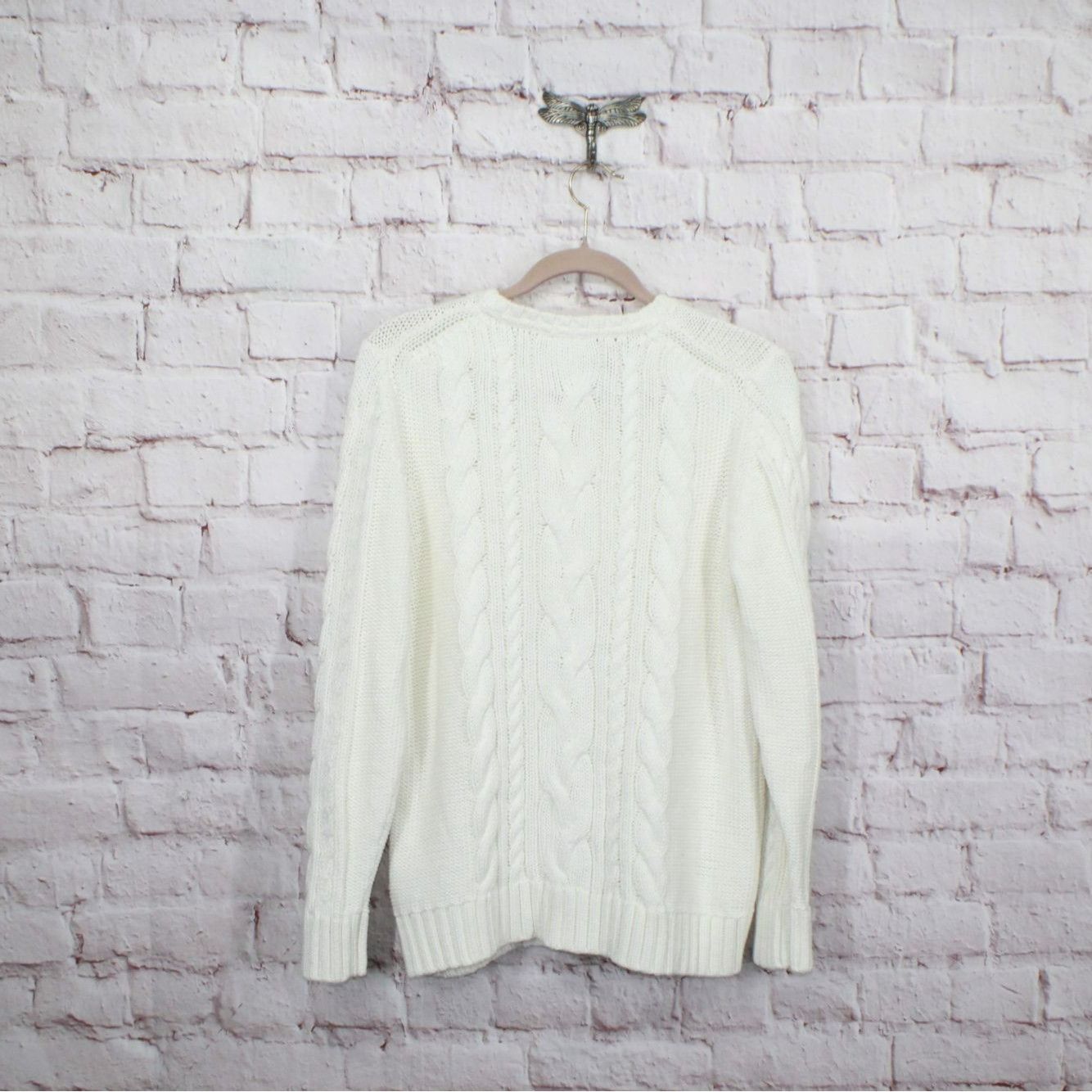L.L. Bean LL Bean Women's Cable Sweater Crewneck Bone Size XL / US 12-14 / IT 48-50 - 5 Thumbnail