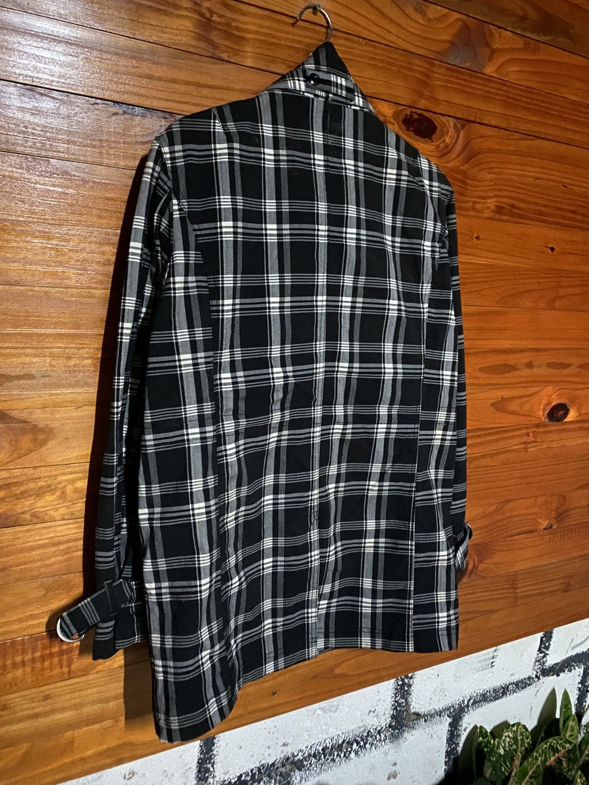 Japanese Brand Beno Modern Expression Black White Plaid Lolita Long Jacket Size US M / EU 48-50 / 2 - 14 Thumbnail