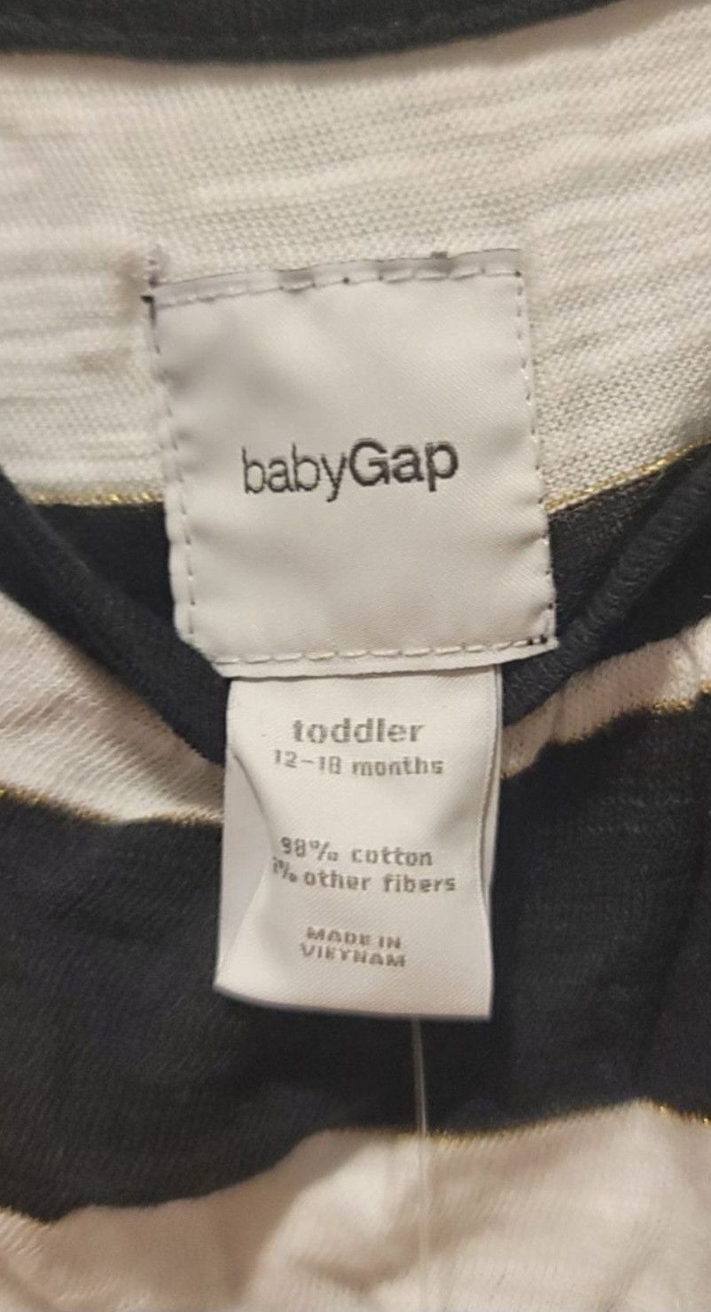 Gap NWT Baby GAP Girl's Black White Gold Stripe Tank 12-18 Mo Size ONE SIZE - 3 Thumbnail