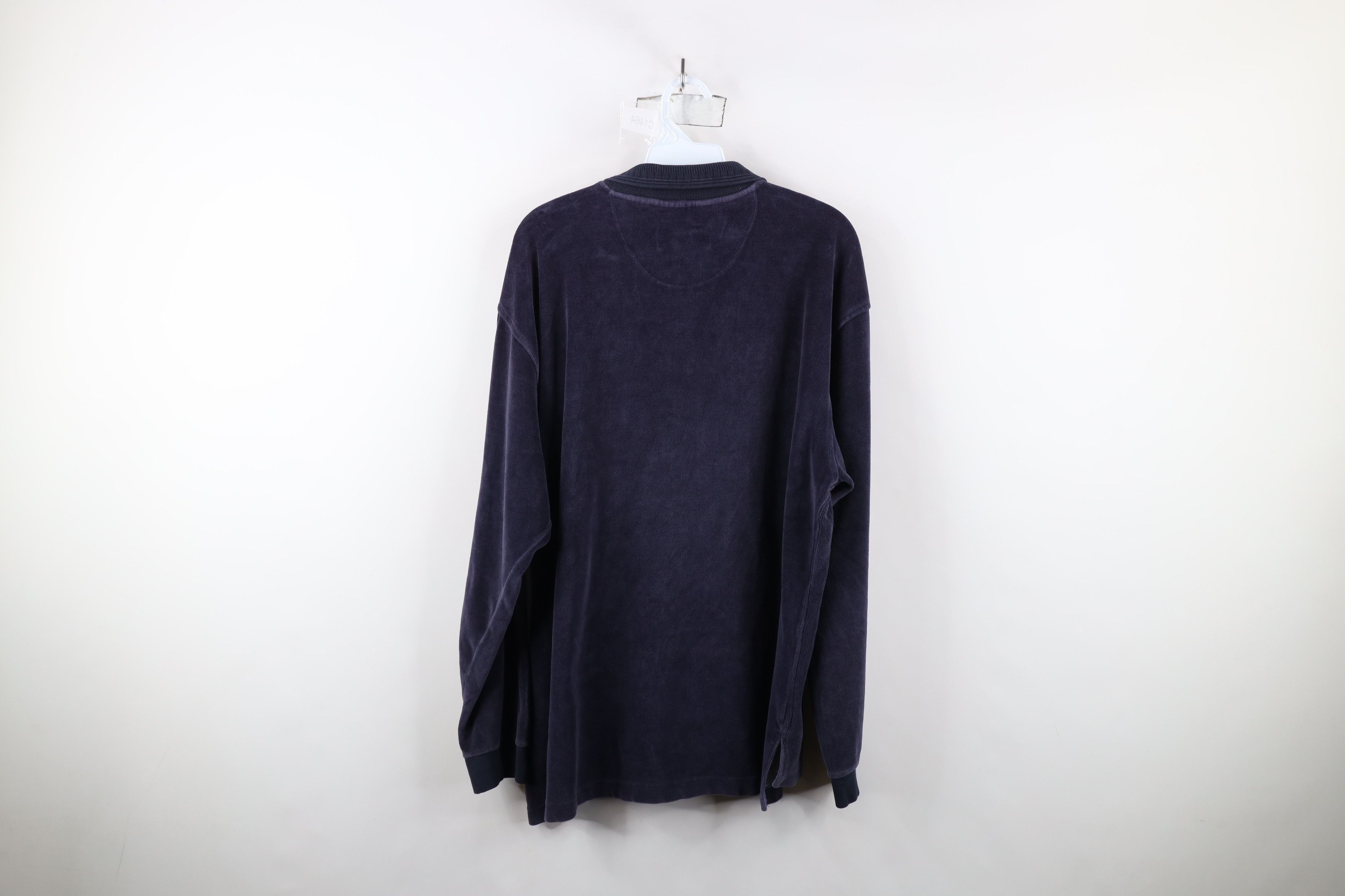 Vintage Vintage 90s Streetwear Fleece Velour Long Sleeve Polo Size US L / EU 52-54 / 3 - 10 Thumbnail