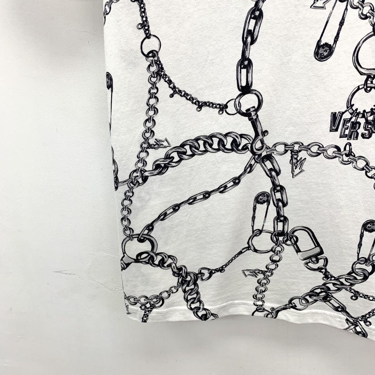 Versace Versace White Chain Print Cotton Crew Neck T-shirt K26WX Size US M / EU 48-50 / 2 - 4 Thumbnail