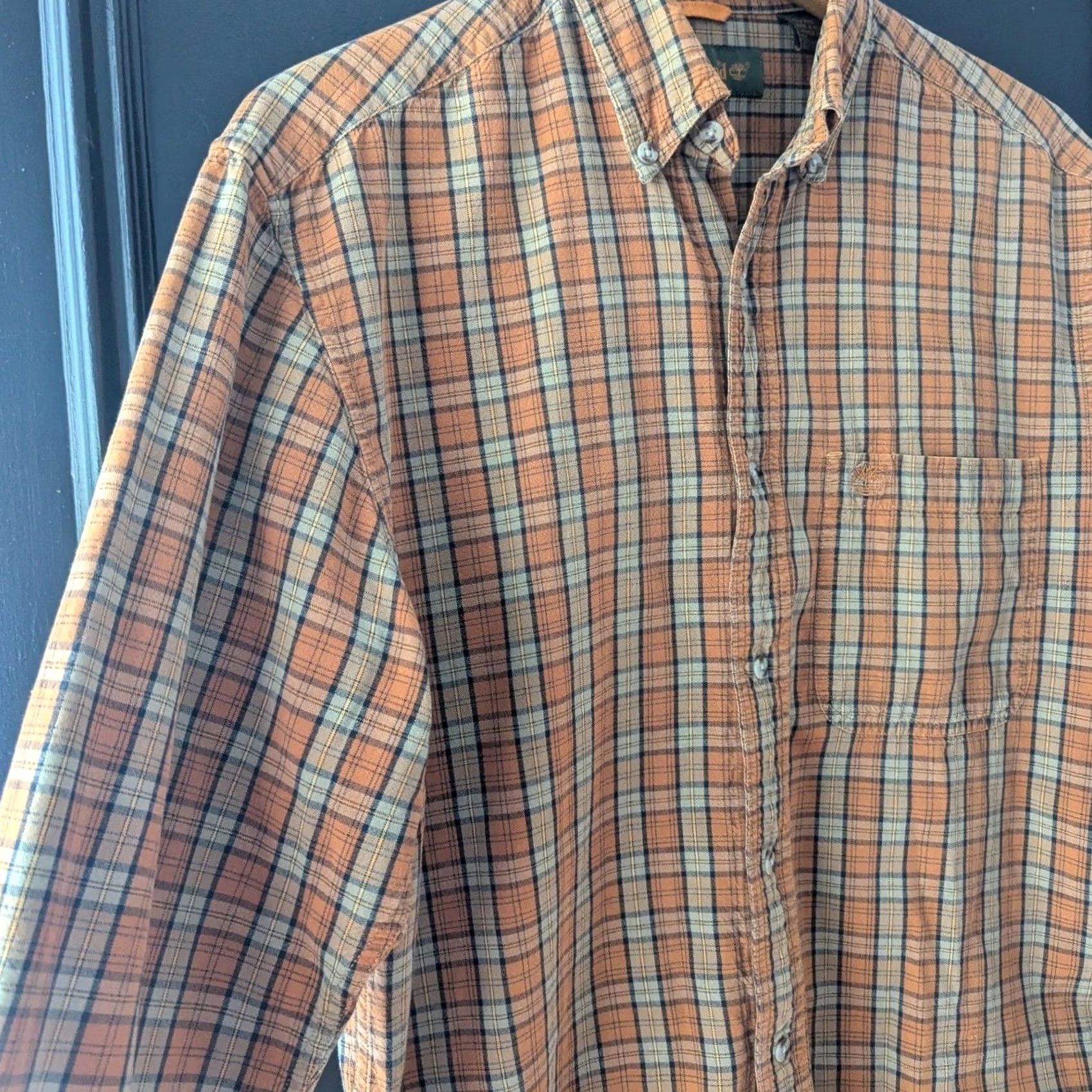 Timberland Timberland Shirt Mens Plaid Long Sleeve Button-Down Orange Tan Green Size M Size US M / EU 48-50 / 2 - 4 Thumbnail