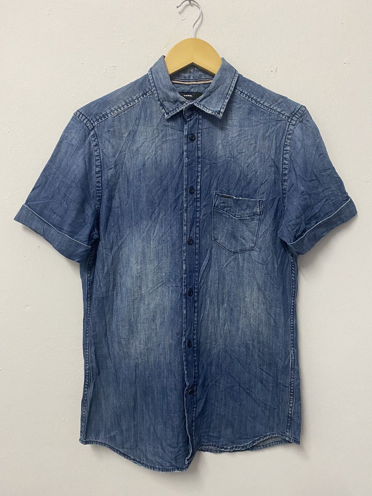 Diesel Vintage Diesel Short Sleeve Comfort Stretch Chambray Shirt Size US S / EU 44-46 / 1 - 1 Thumbnail