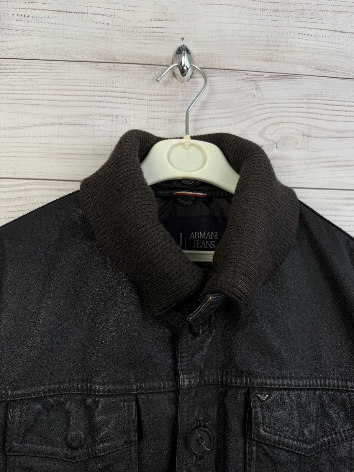Armani Armani Jeans Leather Jacket Size US L / EU 52-54 / 3 - 3 Thumbnail