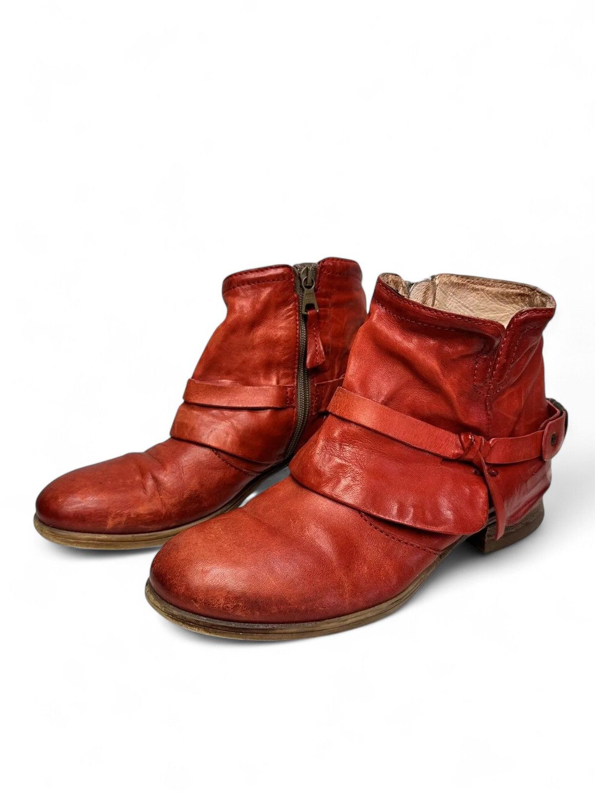 14th Addiction Prima Red Vintage Leather Boots Retro Streetwear Style Size US 9 / IT 39 - 10 Thumbnail