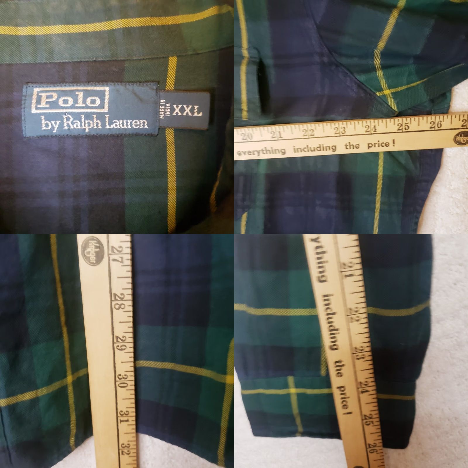 Polo Ralph Lauren Polo Ralph Lauren Shirt 2XL Button-Up Long Sleeve Plaid Blue Green Cotton Flannel Casual Mens Vintage? Size US XXL / EU 58 / 5 - 9 Thumbnail