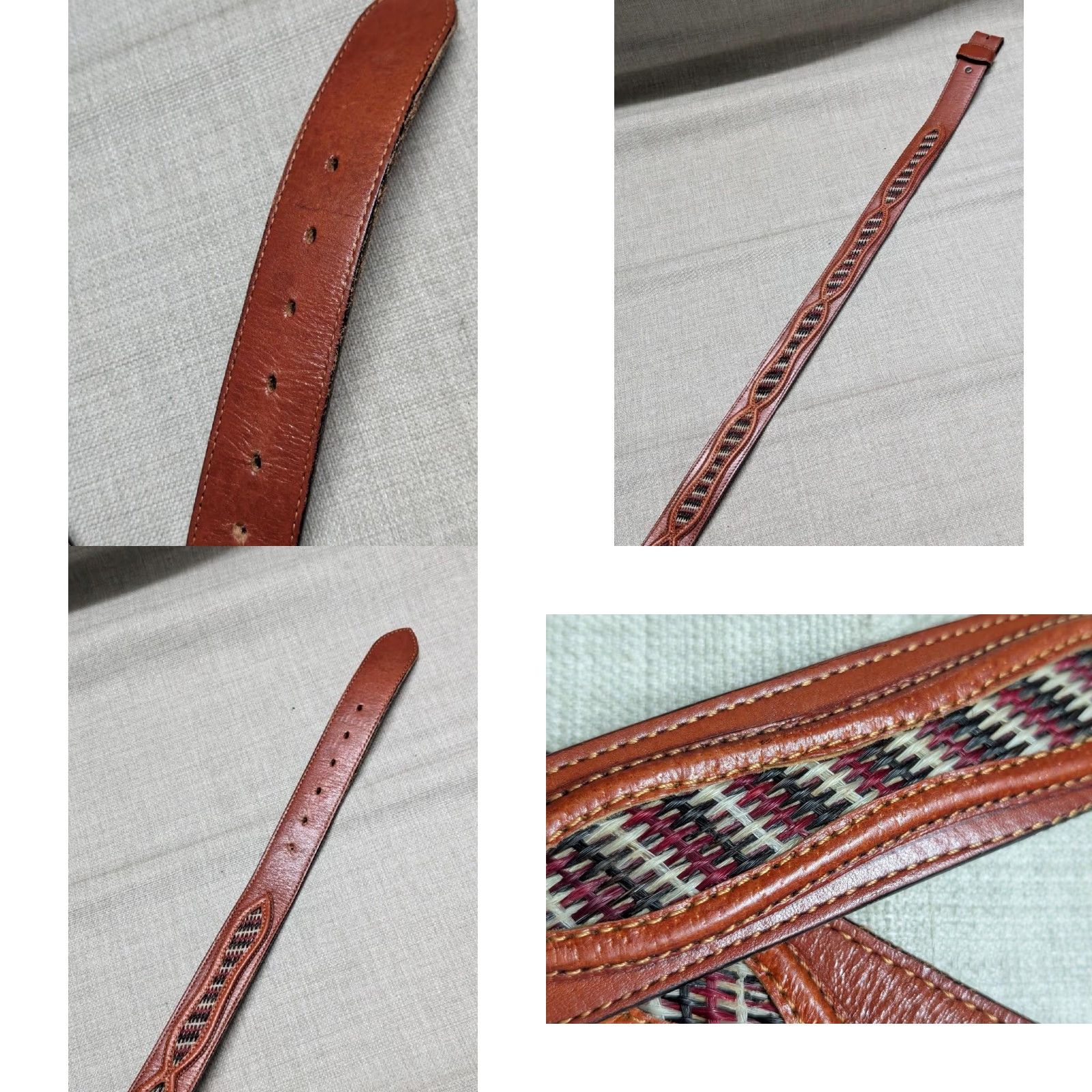 Vintage VINTAGE Nocona belt HORSE HAIR braided inset Western belt 1-1/2" 44 brown Mens Size 44 - 9 Thumbnail