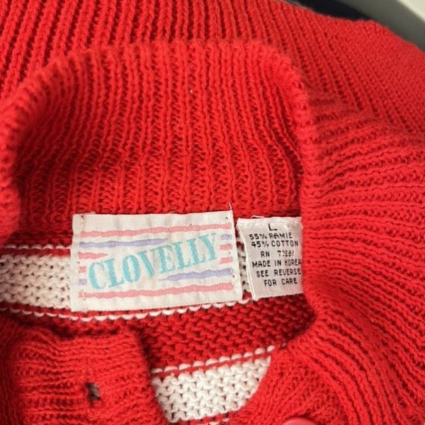 Vintage Vintage red white stripe 80’s cotton blend button up sweater Size L / US 10 / IT 46 - 7 Thumbnail