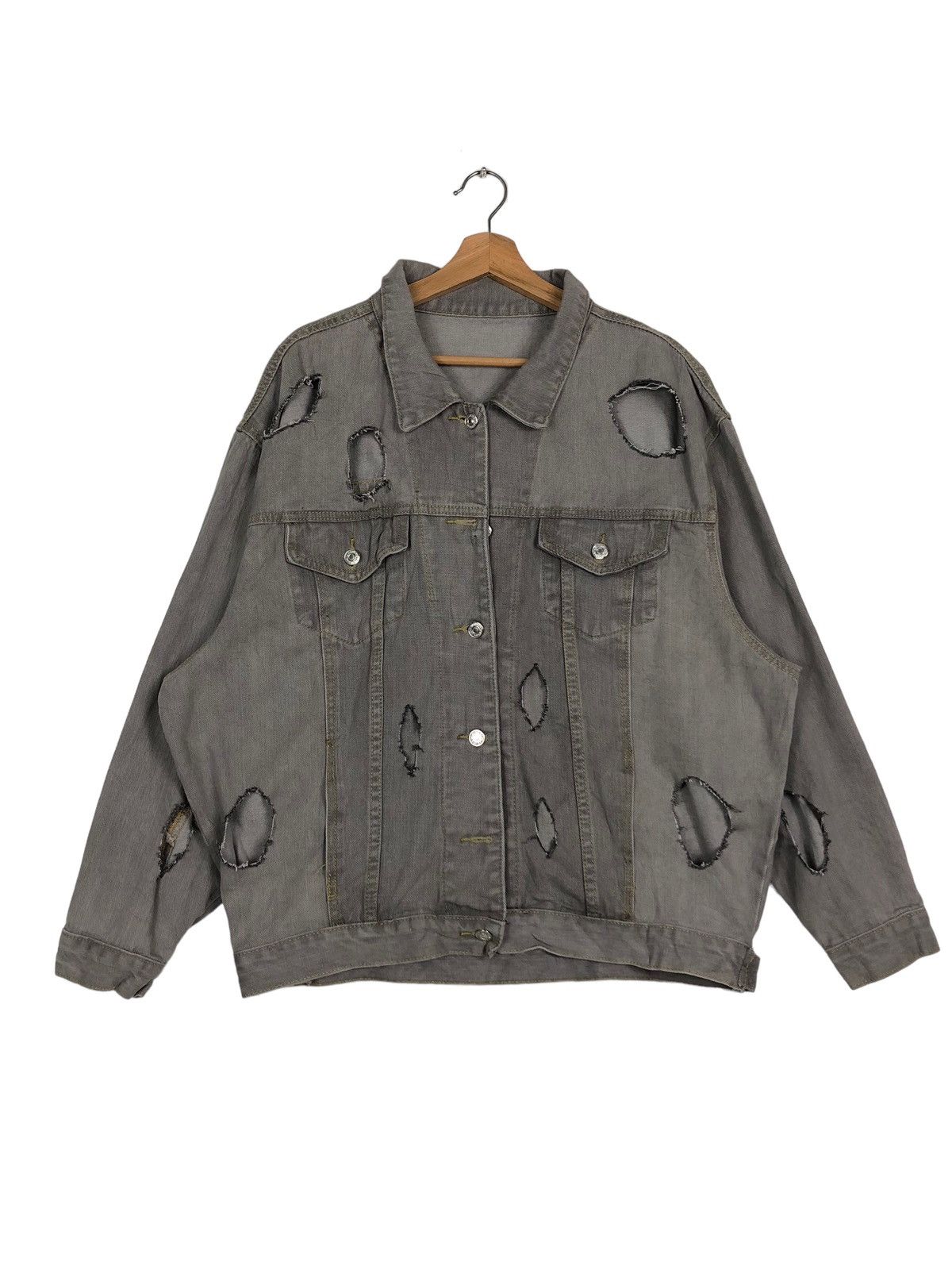 Japanese Brand 🔥Rare Bondage Holes Holes Denim Jacket Balenciaga Style Size US M / EU 48-50 / 2 - 1 Thumbnail