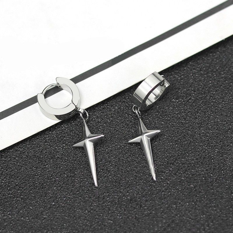 Jewelry × Sterling Silver Star Modern Earrings One Pairs Chrome Jewelry Size ONE SIZE - 3 Thumbnail