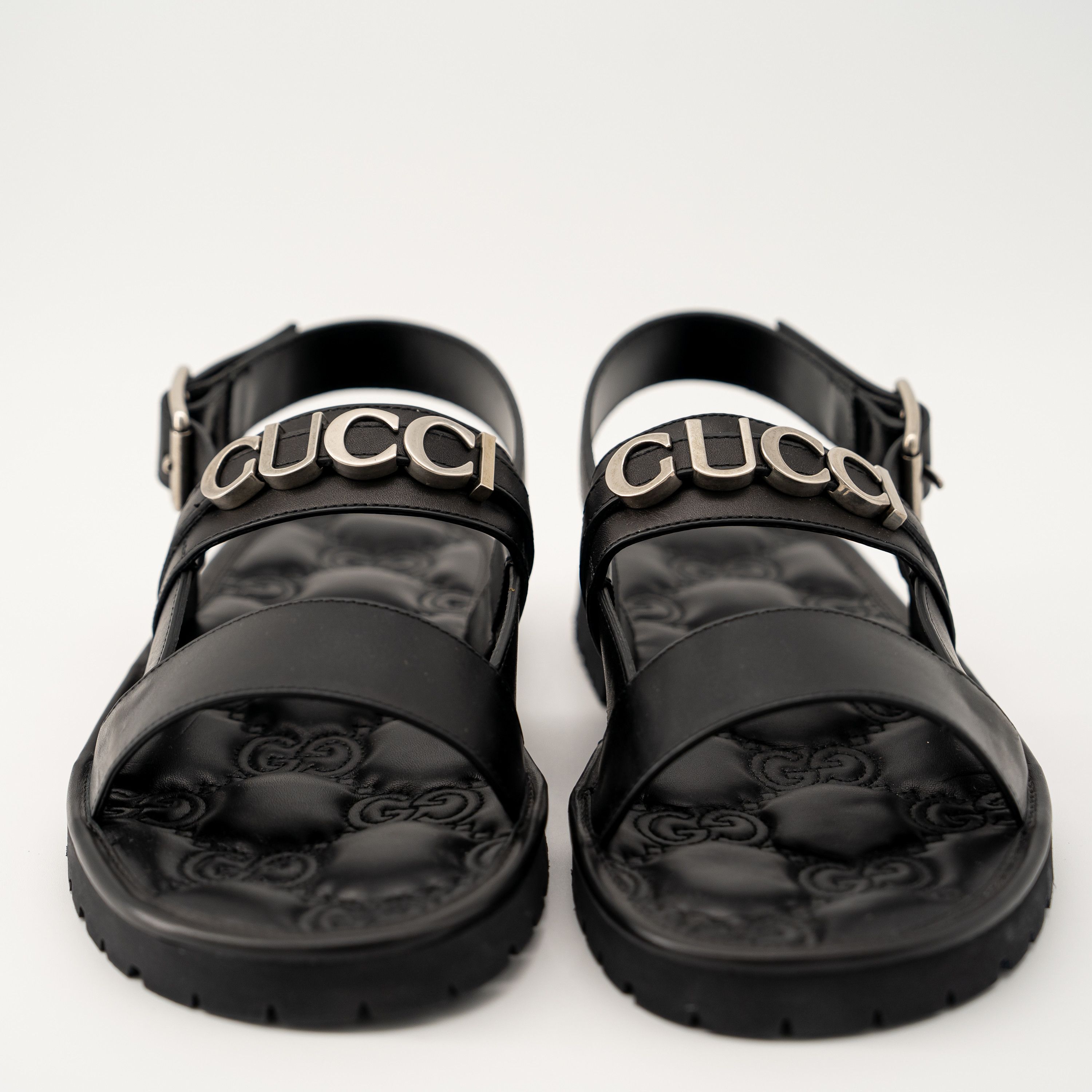 Gucci 11G 11.5 US Gucci Leather Sandals Black Strap Buckle Size US 11.5 / EU 44-45 - 2 Thumbnail