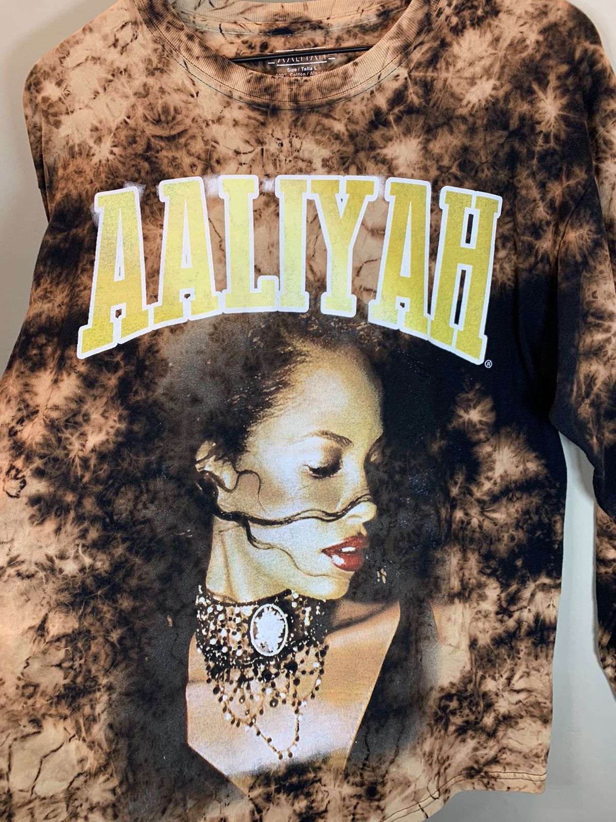 *RARE* Aaliyah Tie-Dye Rap Tee R&B Art Long Sleeve T-Shirt L