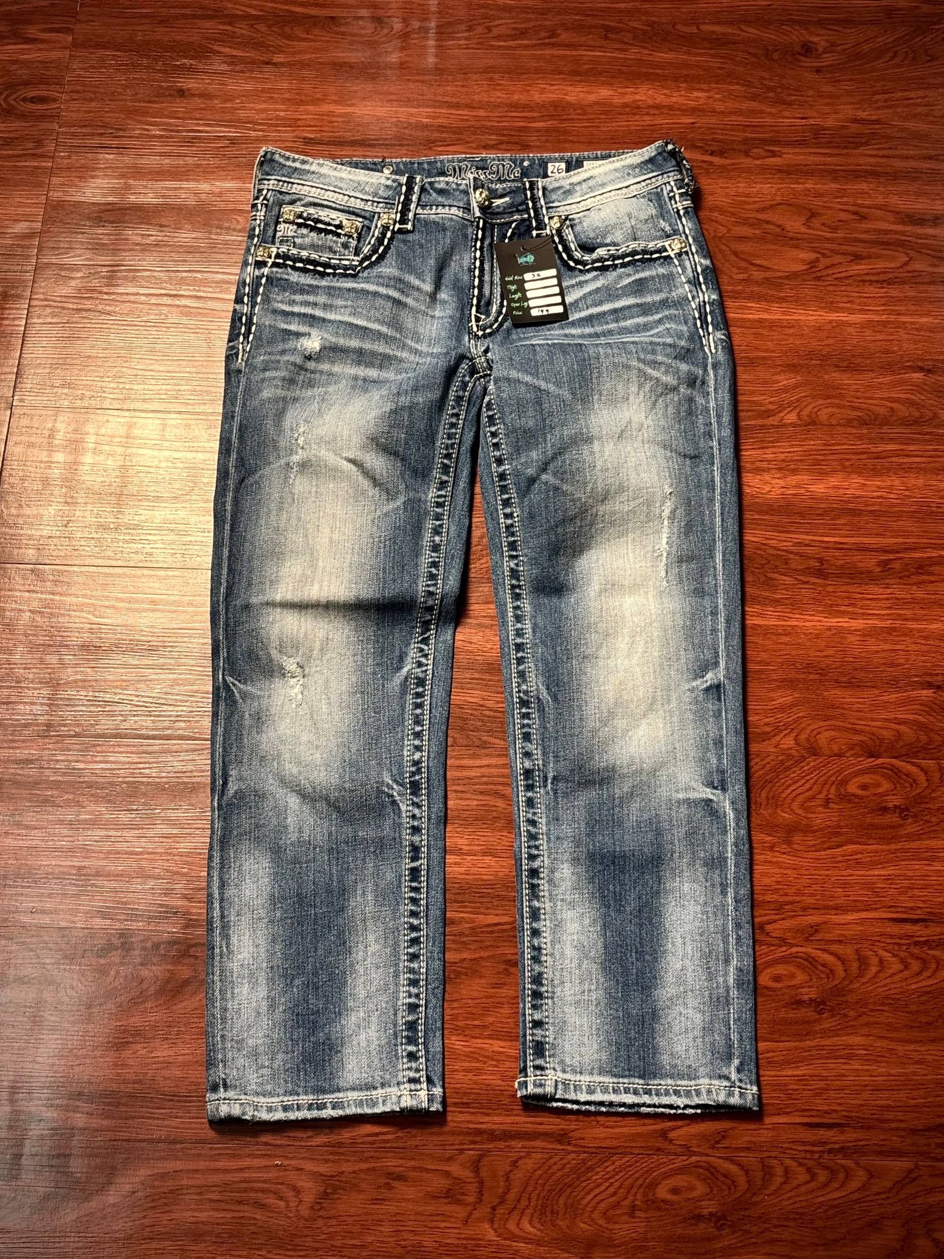 Miss Me Vintage Y2K Miss Me Heavy Stitch Denim Pants Washed Fade Size 32" / US 10 / IT 46 - 2 Thumbnail