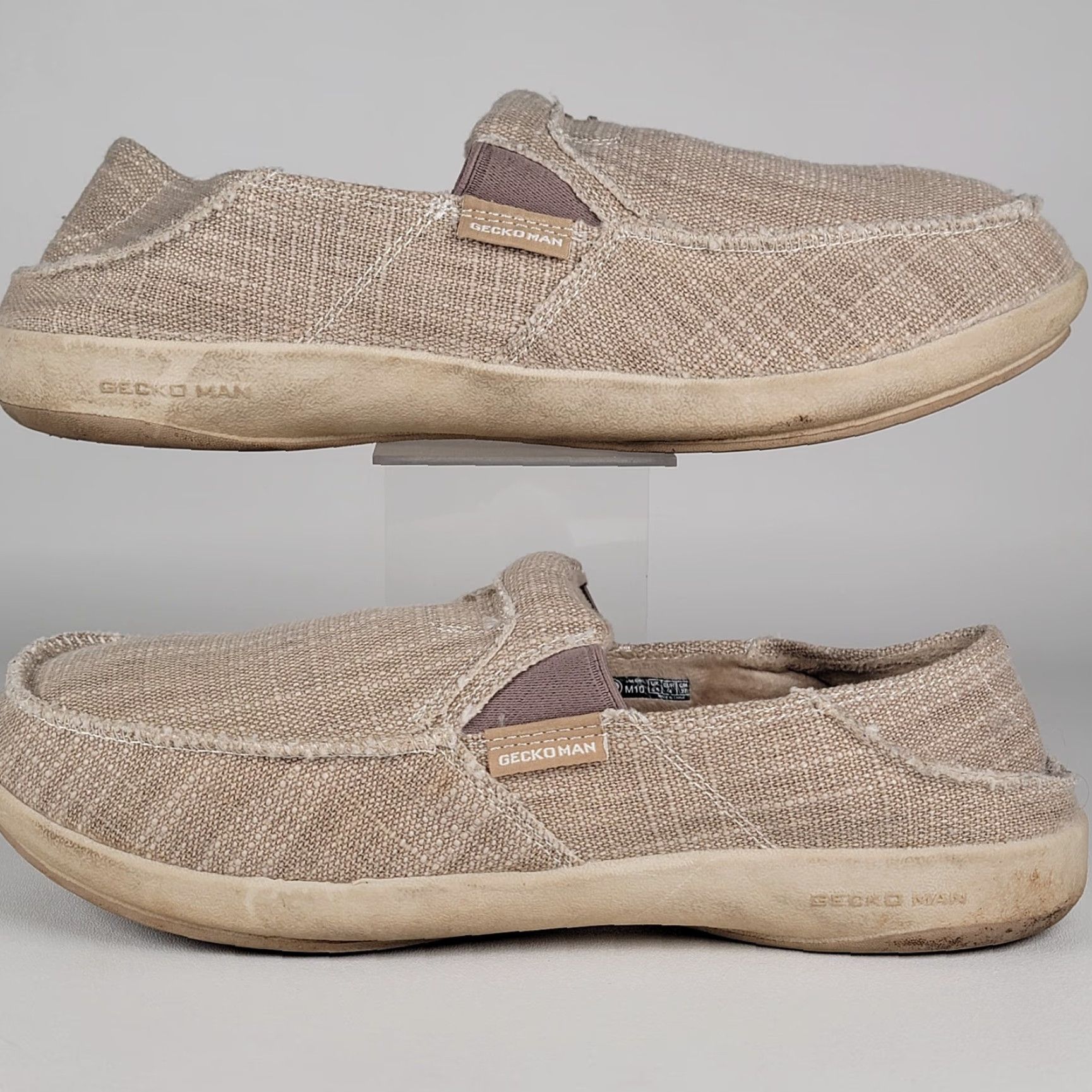 Vintage GeckoMan Men Loafer Canvas Beige Arch Support Slip On Square Toe 10M Casual Shoes Size US 10 / EU 43 - 5 Thumbnail