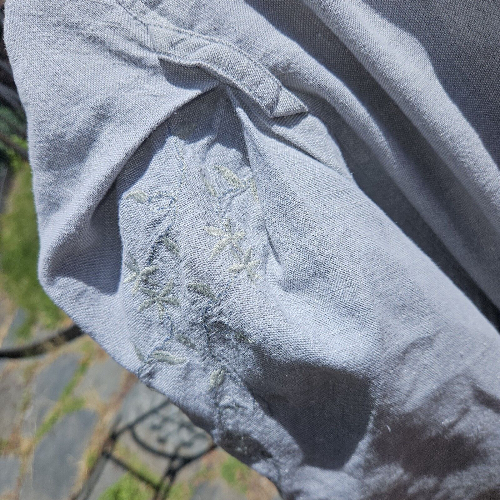 Vintage J JIll Unstructured Linen Jacket Womens M Sage Lagenlook Emb Size M / US 6-8 / IT 42-44 - 16 Thumbnail