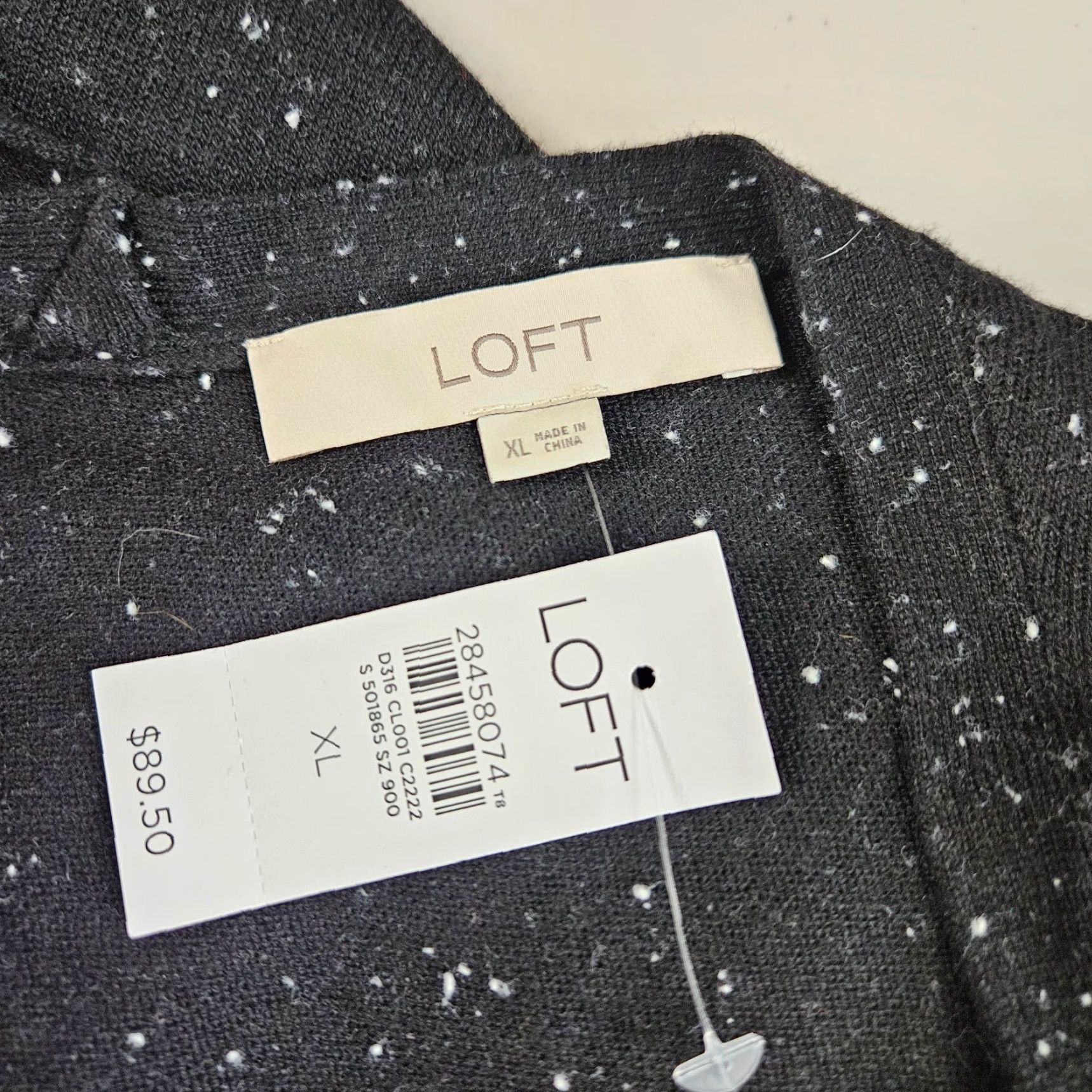 Loft Ann Taylor LOFT Womens Sweater Dress XL Black Speckled Long Sleeve V-Neck Size XL / US 12-14 / IT 48-50 - 6 Thumbnail