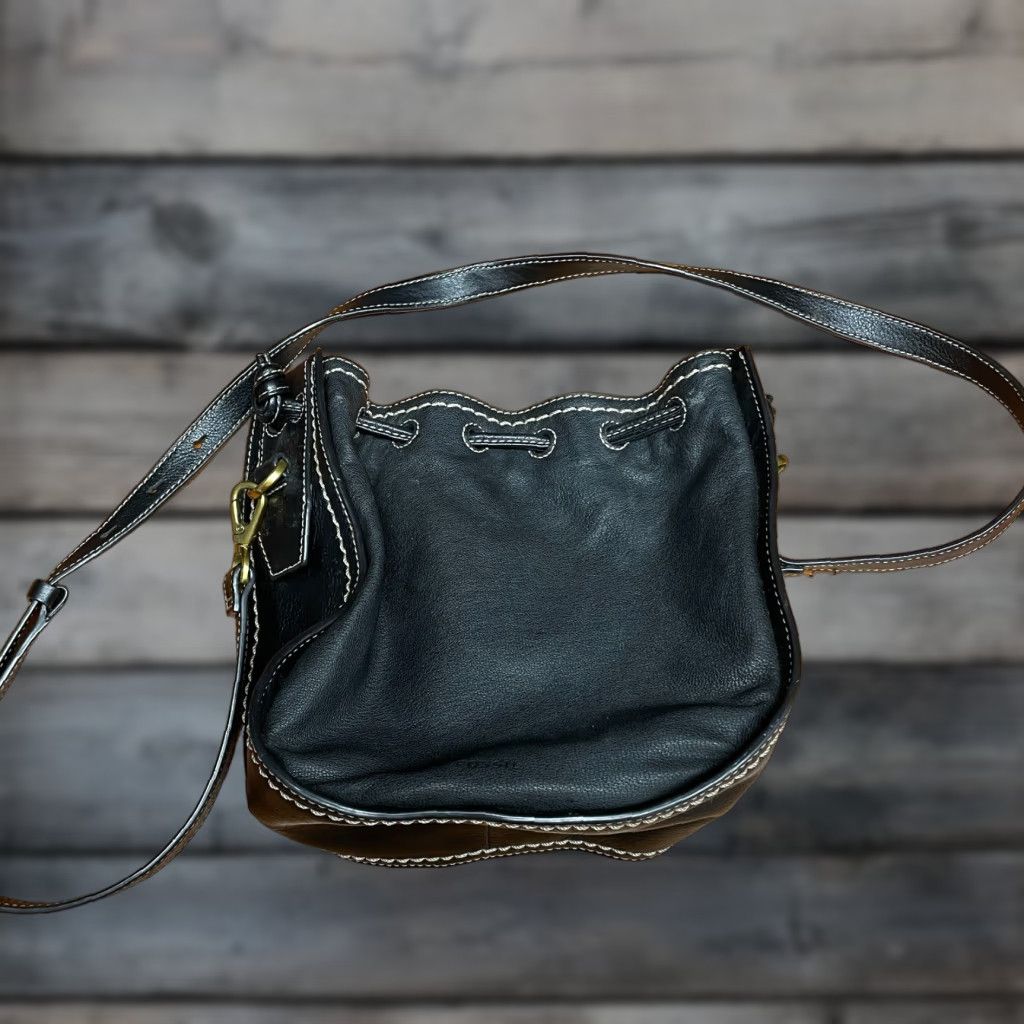 Fossil VINTAGE Fossil Palmer Bag Crossbody Women Black Pebbled Leather 90s Classic Designer Palmer Drawstring Bag Size ONE SIZE - 1 Thumbnail