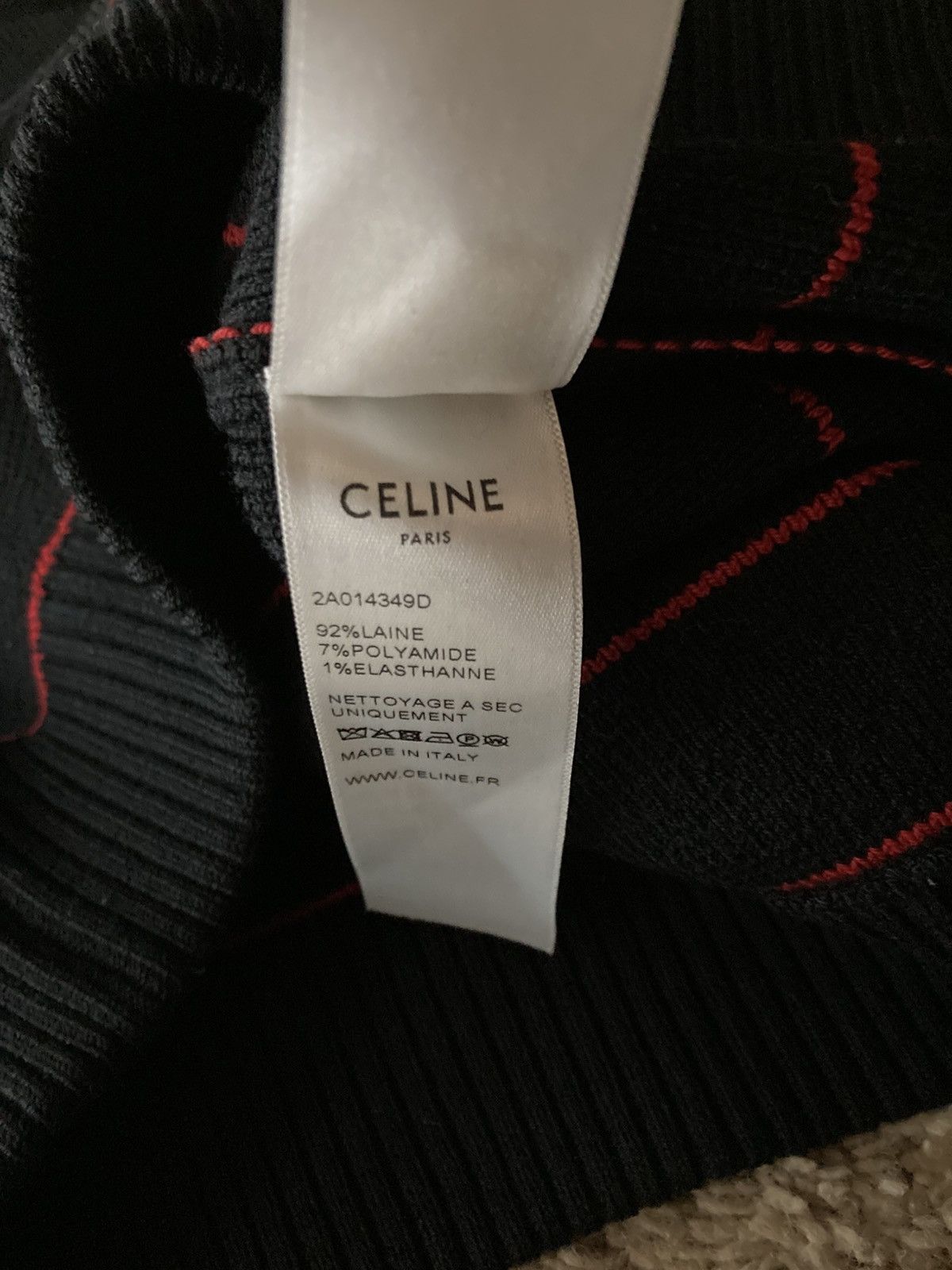 Celine SS20 Celine Mock Neck Striped Wool Sweater Thick Red Hedi Size US M / EU 48-50 / 2 - 8 Thumbnail