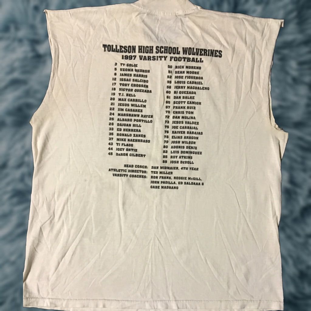 Fruit Of The Loom VINTAGE Tolleson High School Football State Playoffs Faded Distressed XL T-Shirt Men White 90s Grunge Shirt Size US XL / EU 56 / 4 - 1 Thumbnail