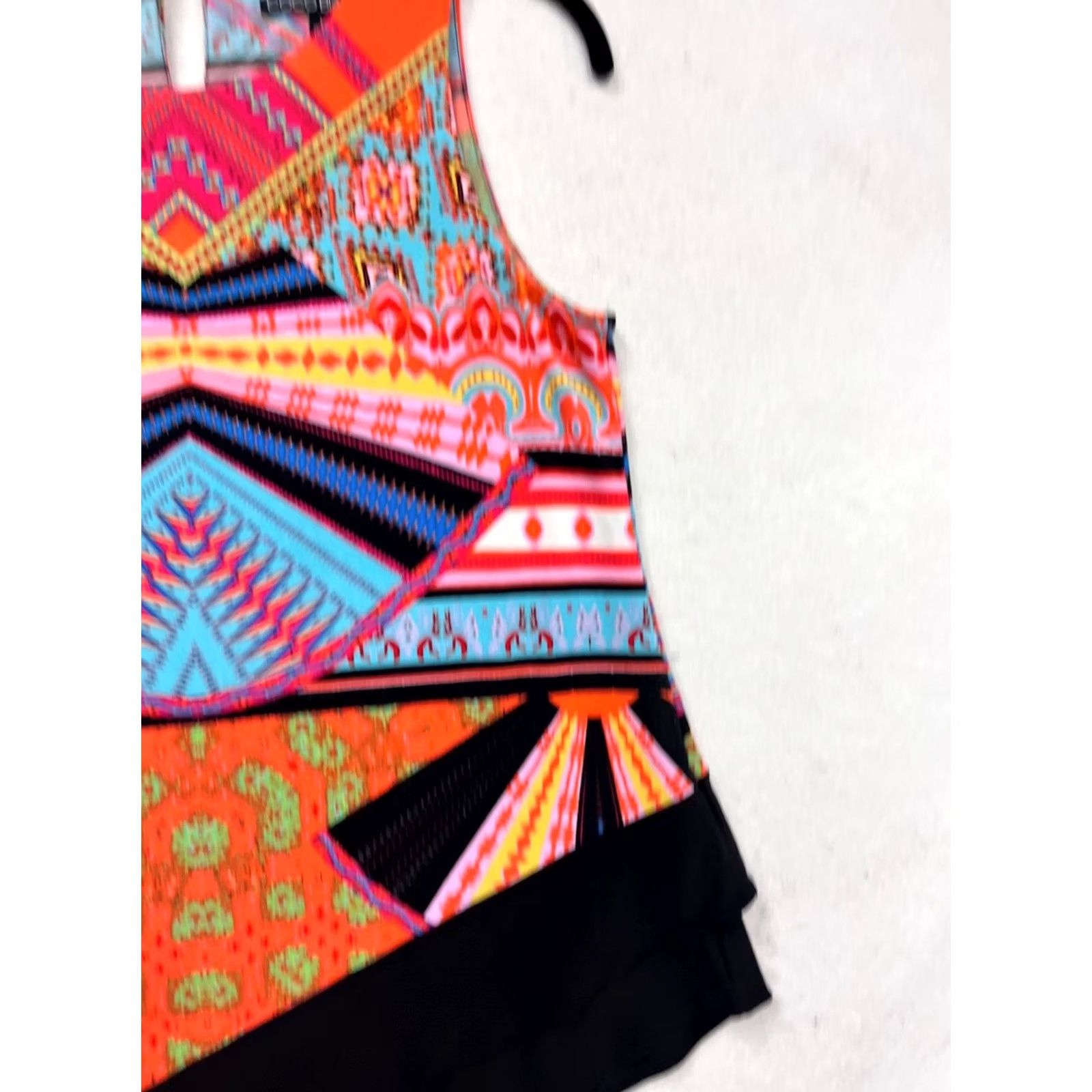 Vintage Coco Bianco Blouse Sleeveless M Womens Orange Geometric Asymmetrical Hem Top Size M / US 6-8 / IT 42-44 - 4 Thumbnail