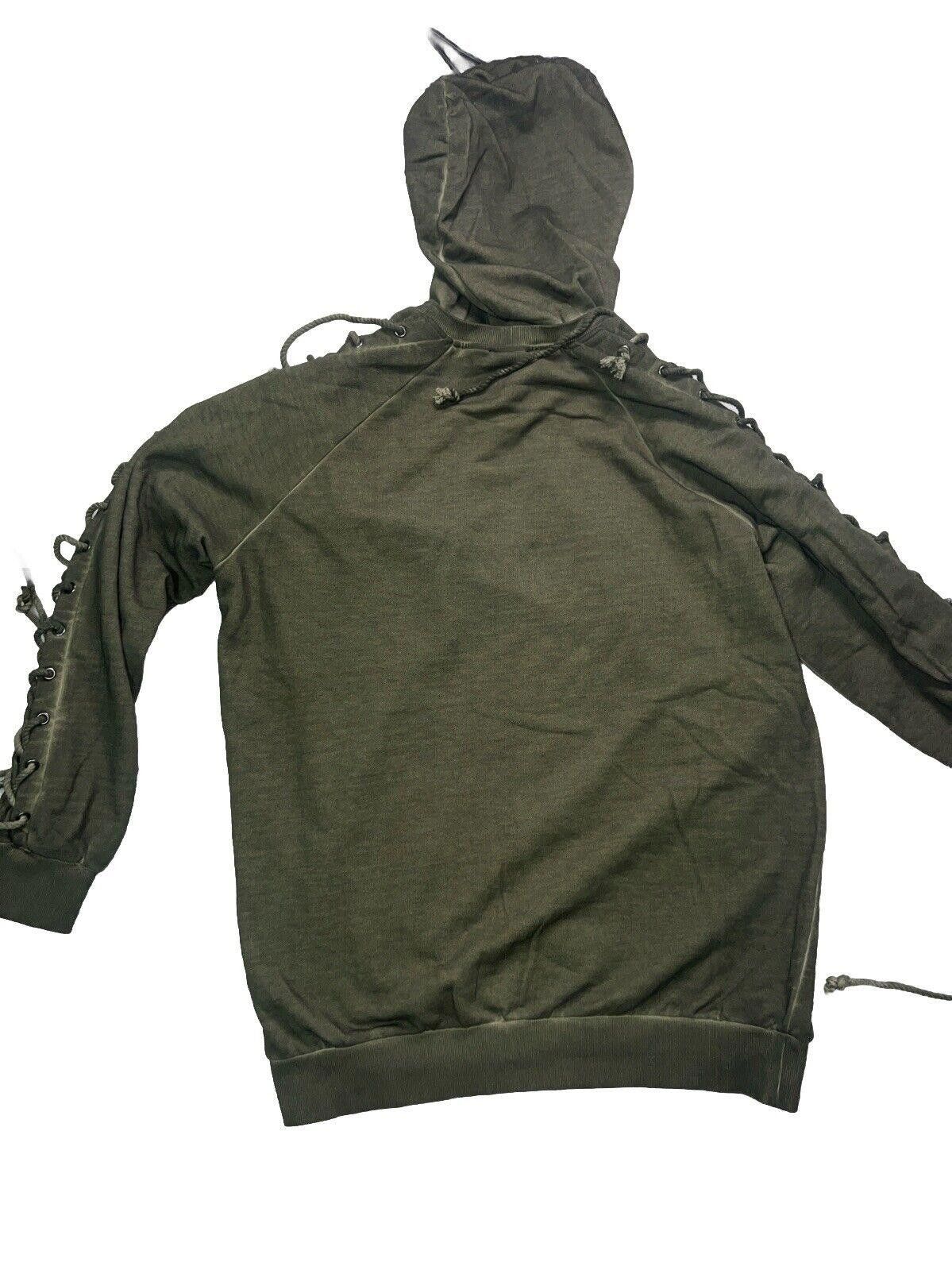 Designer Darker Wavz Tie Hoodie Green Switch Lace Up Hoody Dolls Kill Size US 34 / EU 50 - 5 Thumbnail