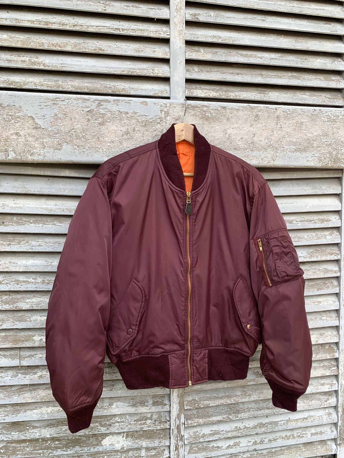 Vintage 🪖MA-1 MAN INTERMEDIATE MAROON BOMBER JACKET Size US M / EU 48-50 / 2 - 5 Thumbnail