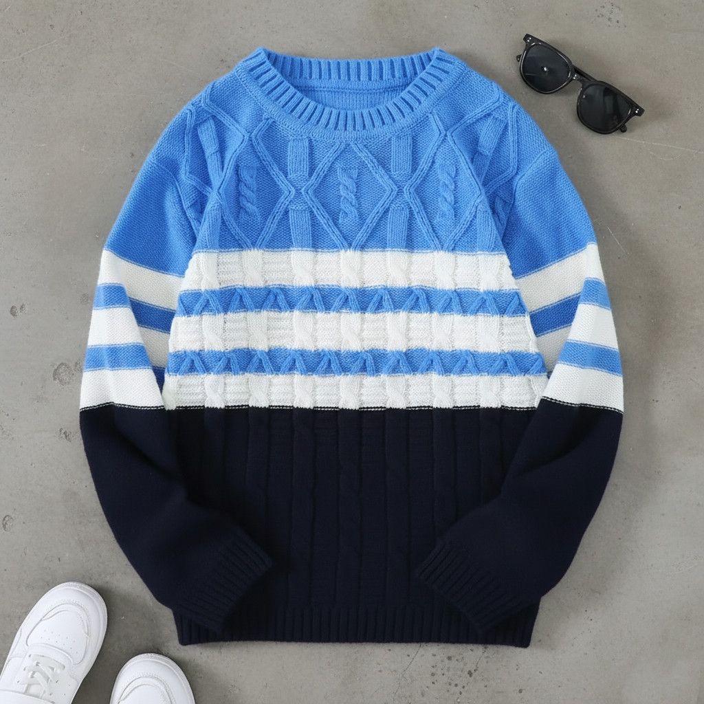 Other Streetwear Striped Hemp Straw Sweater Jacquard Knitwear Size US M / EU 48-50 / 2 - 1 Thumbnail